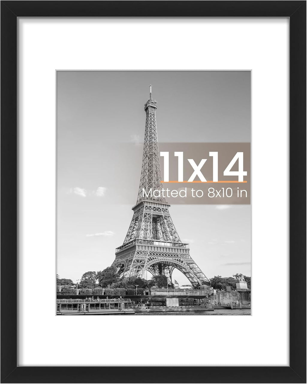 8.5x11 Black Picture Frame – Wall Hanging Display with Mat