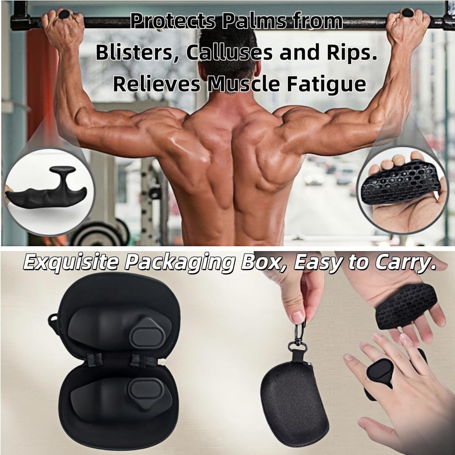 Anti-Slip Workout Grips, Ergonomic Workout Gloves, Weight Lifting Grips, for Men and Women, Silicone Gym Grips Pads, Soft, Palm Protection, Suitable for Various Fitness Training