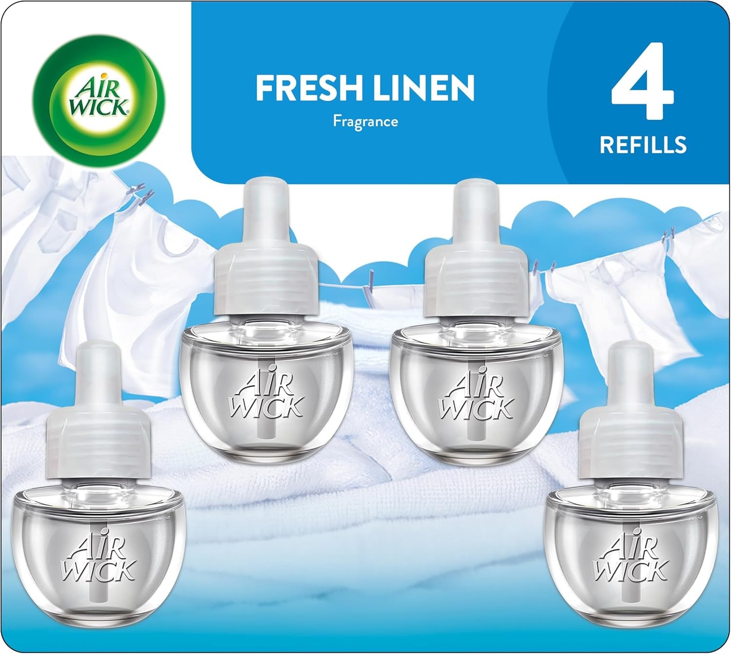 Plug in Scented Oil Refill, 10Ct, Fresh Linen, Air Freshener, Essential Oils, Eco Friendly Pack