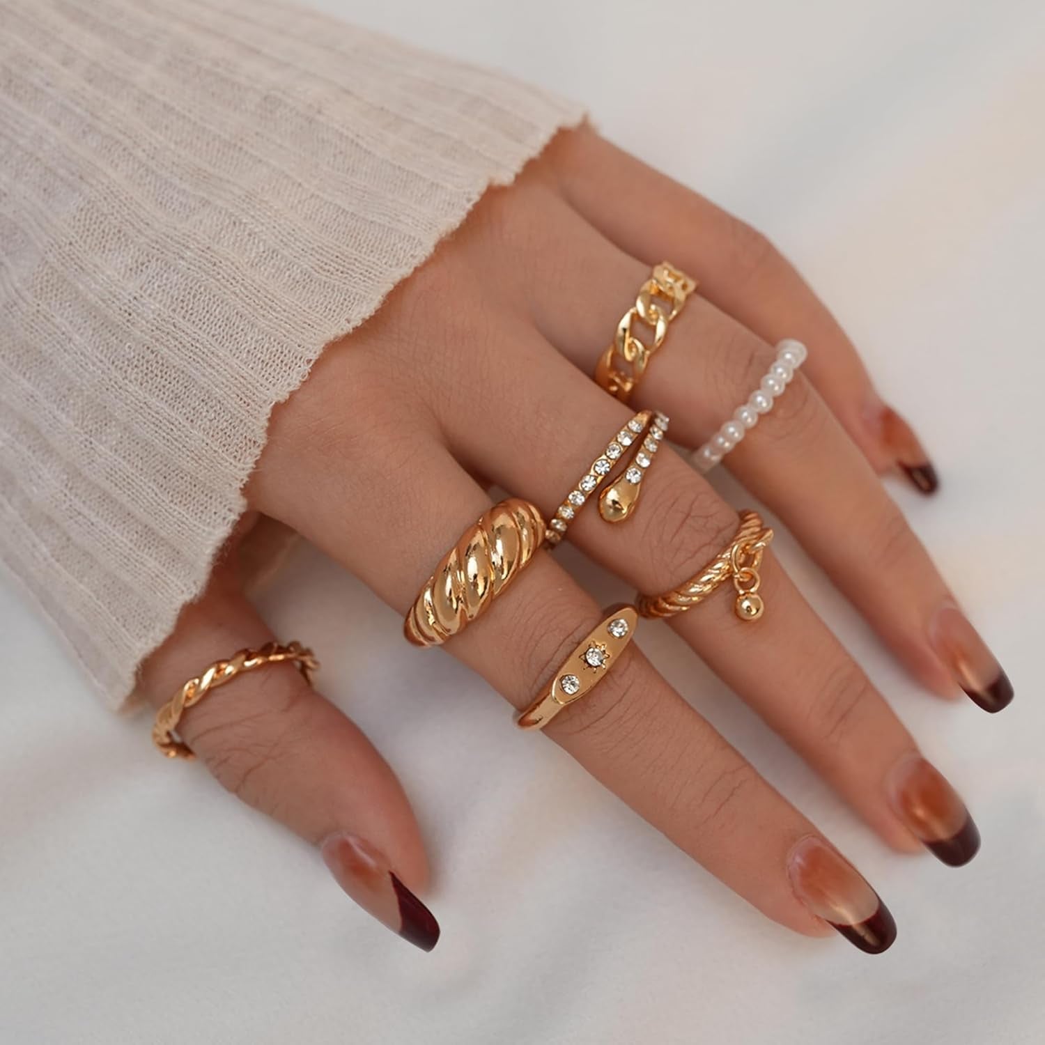 68 Pcs Gold Knuckle Rings Set for Women, Stackable Boho Joint Finger Midi Rings Silver Hollow Carved Crystal Stacking Ring Pack for Gift