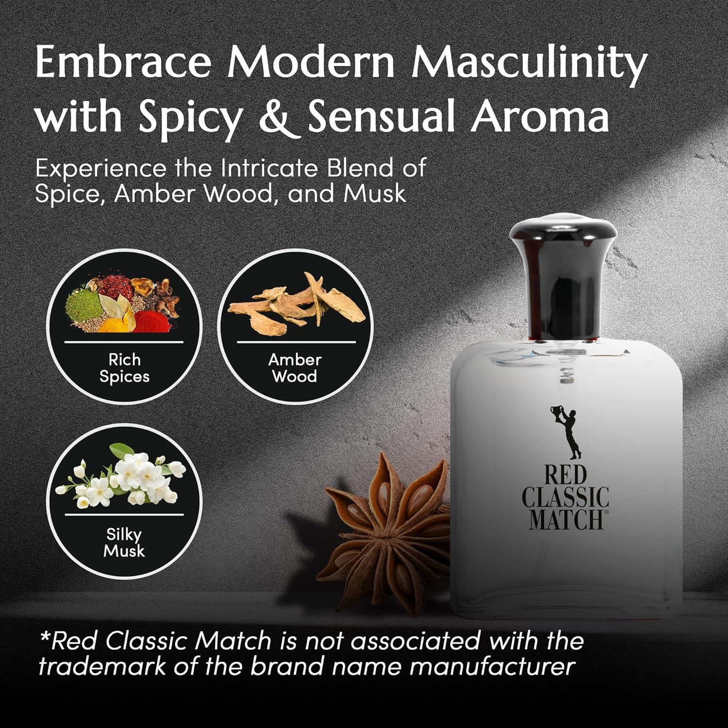 Red Classic Match Eau De Toilette - Spicy Woody Amber Fragrance for Men, Long-Lasting Masculine Scent, Affordable Cologne Alternative, Signature Fragrance - 2.54 Fl Oz