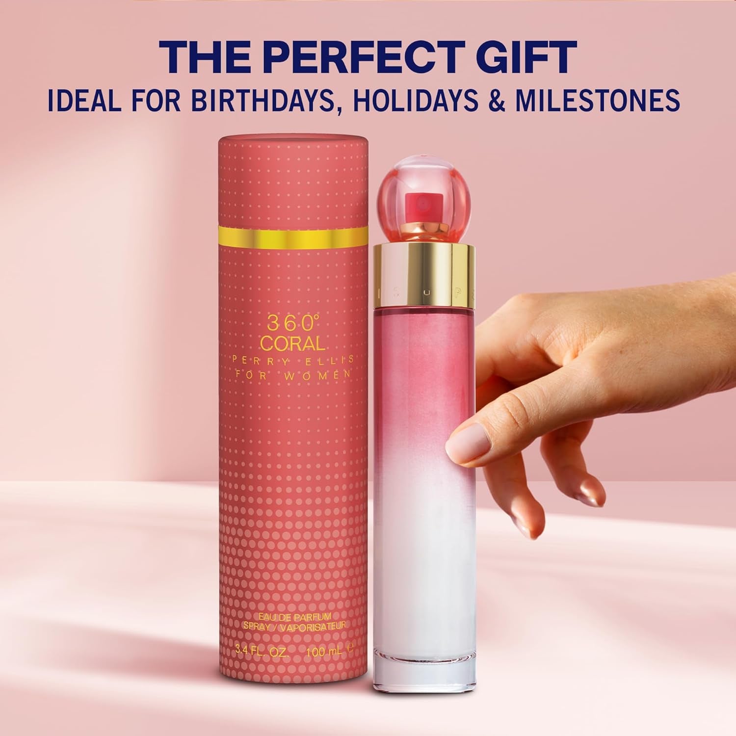 360° Coral Eau De Parfum Spray for Women - Perfume for Women, Floral & Fruity Fragrance, EDP, Designer Scent for Her, Long Lasting - 3.4 Fl Oz (100 Ml)