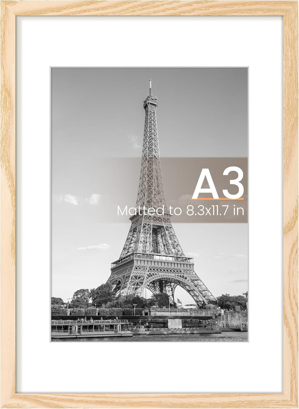 8.5x11 Black Picture Frame – Wall Hanging Display with Mat