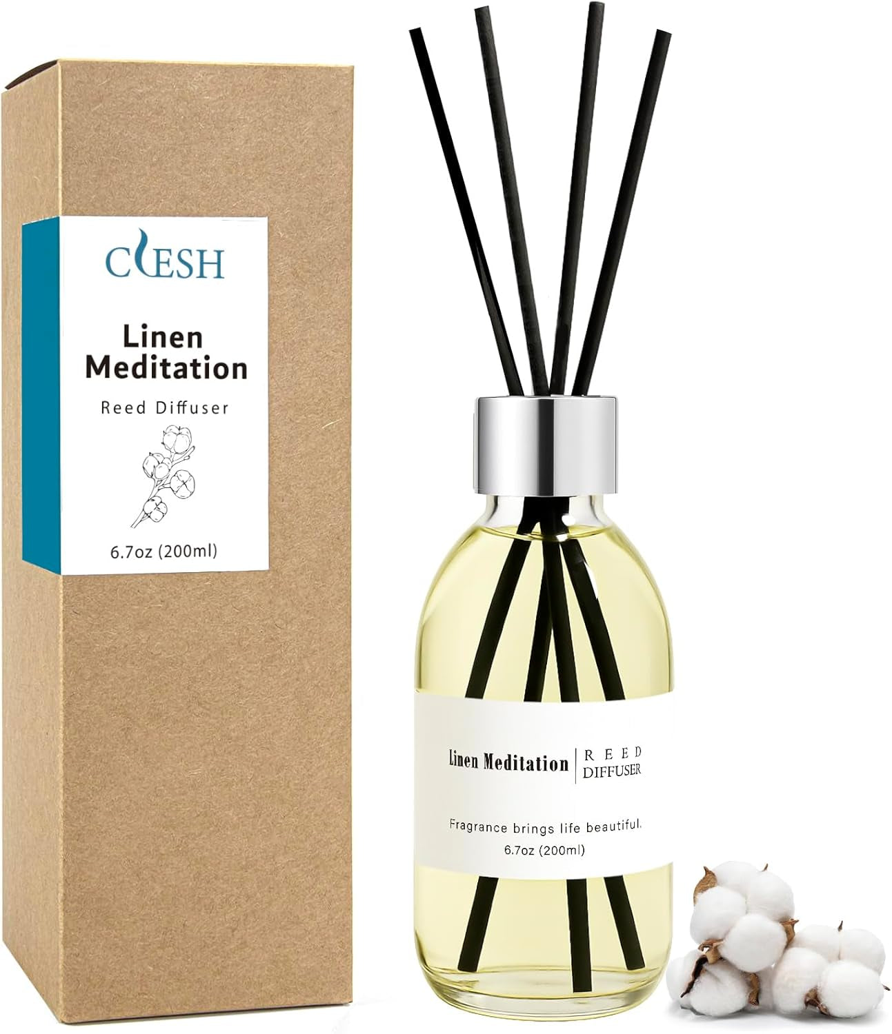 Reed Diffuser Set, 6.7 Oz Eucalyptus Scented Diffuser with Sticks, Home Fragrance Reed Diffuser for Bathroom Shelf Decor
