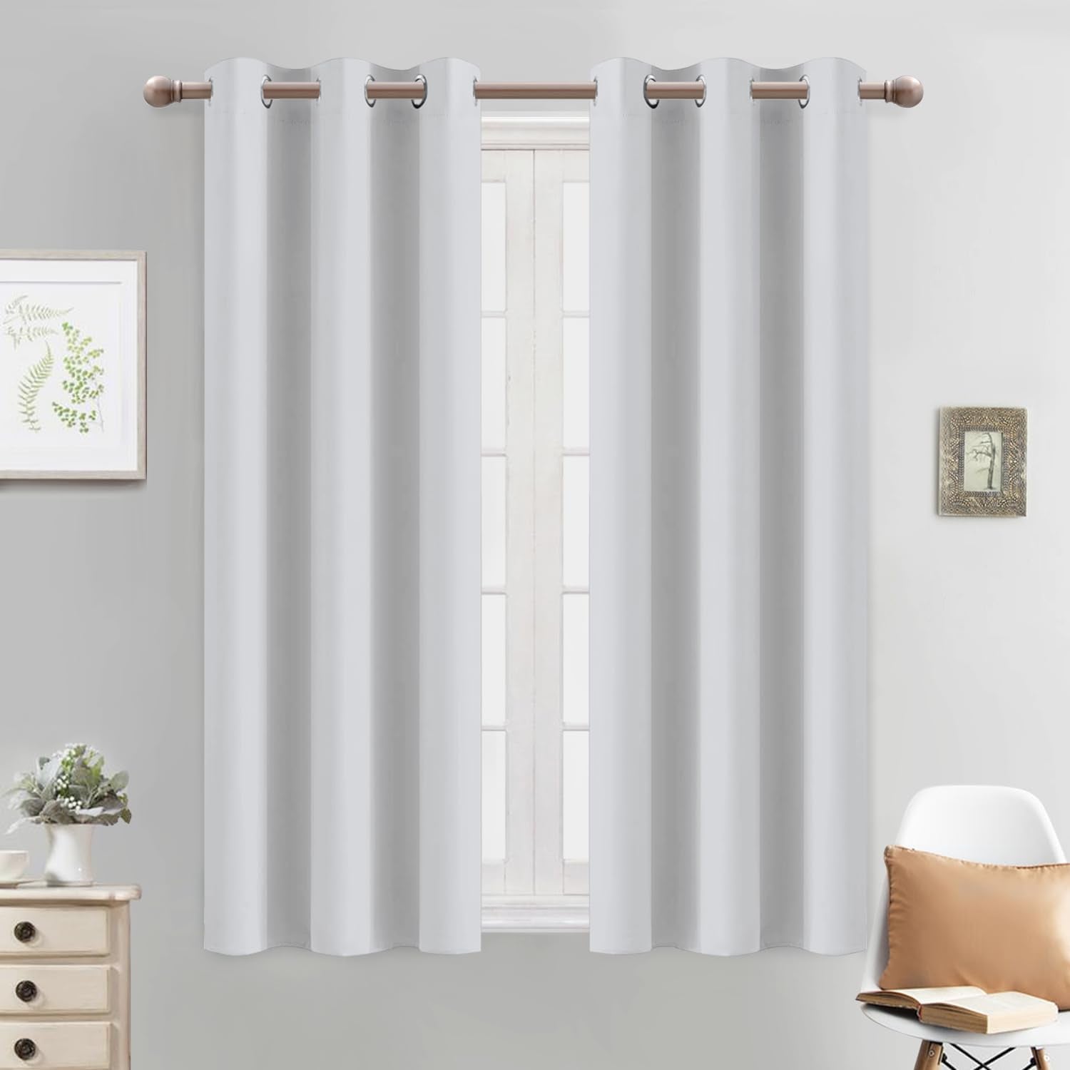 Room Darkening Gray Blackout Curtains 84 Inch Long Light Blocking Thermal Insulated Window Treatment Grommet Drapes for Bedroom Living Room, 52W X 84L, Grey Curtains, 2 Panels