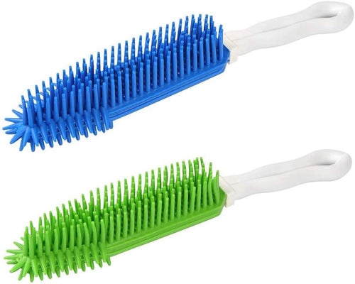 2 Pack Pet Hair Removal Tool Pet Hair Remover Rubber Cat Hair Remover Portable for Carpet Clothes Furniture Sofa Leather Car Seat Bath with Massage Effect (Green + Blue)