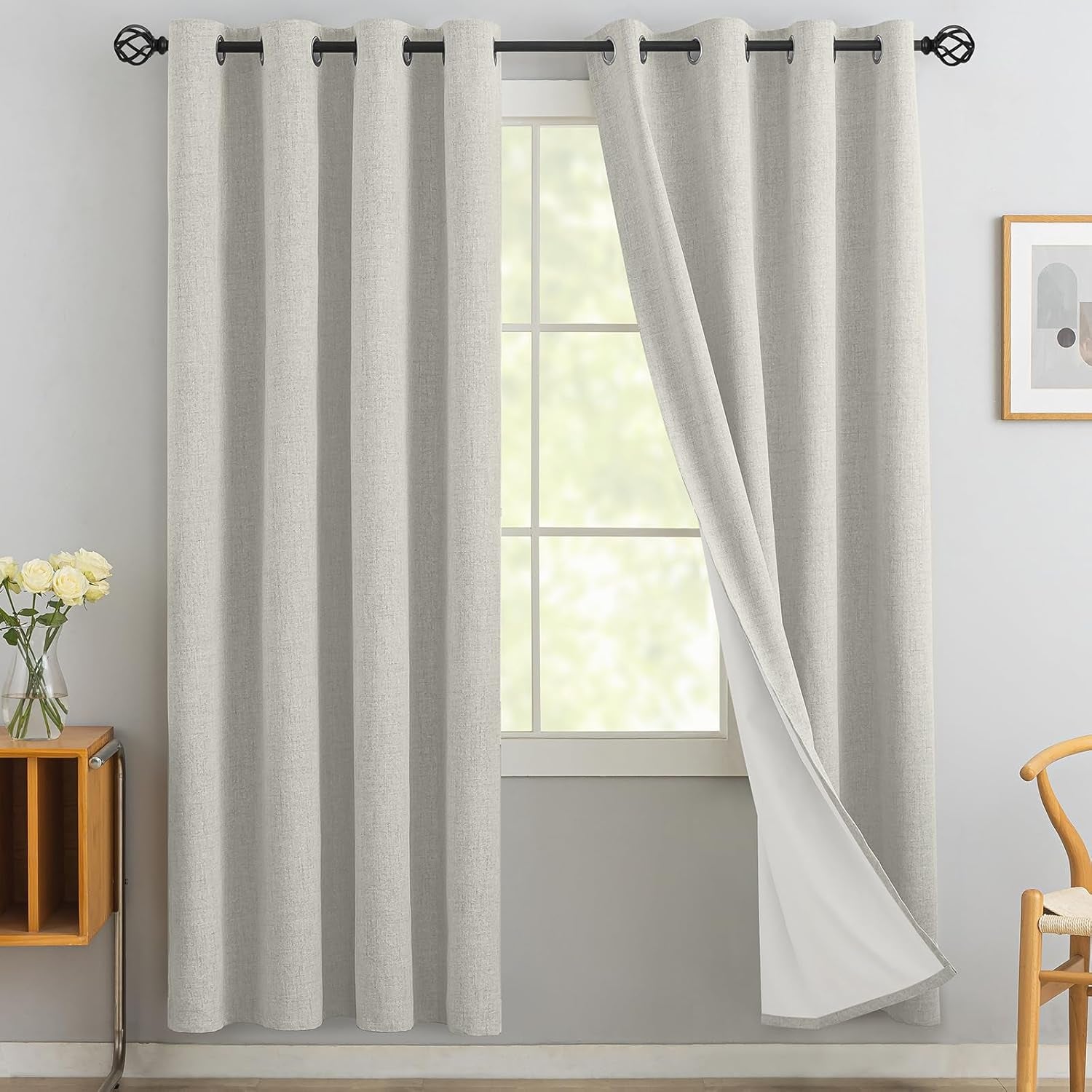 Room Darkening Gray Blackout Curtains 84 Inch Long Light Blocking Thermal Insulated Window Treatment Grommet Drapes for Bedroom Living Room, 52W X 84L, Grey Curtains, 2 Panels