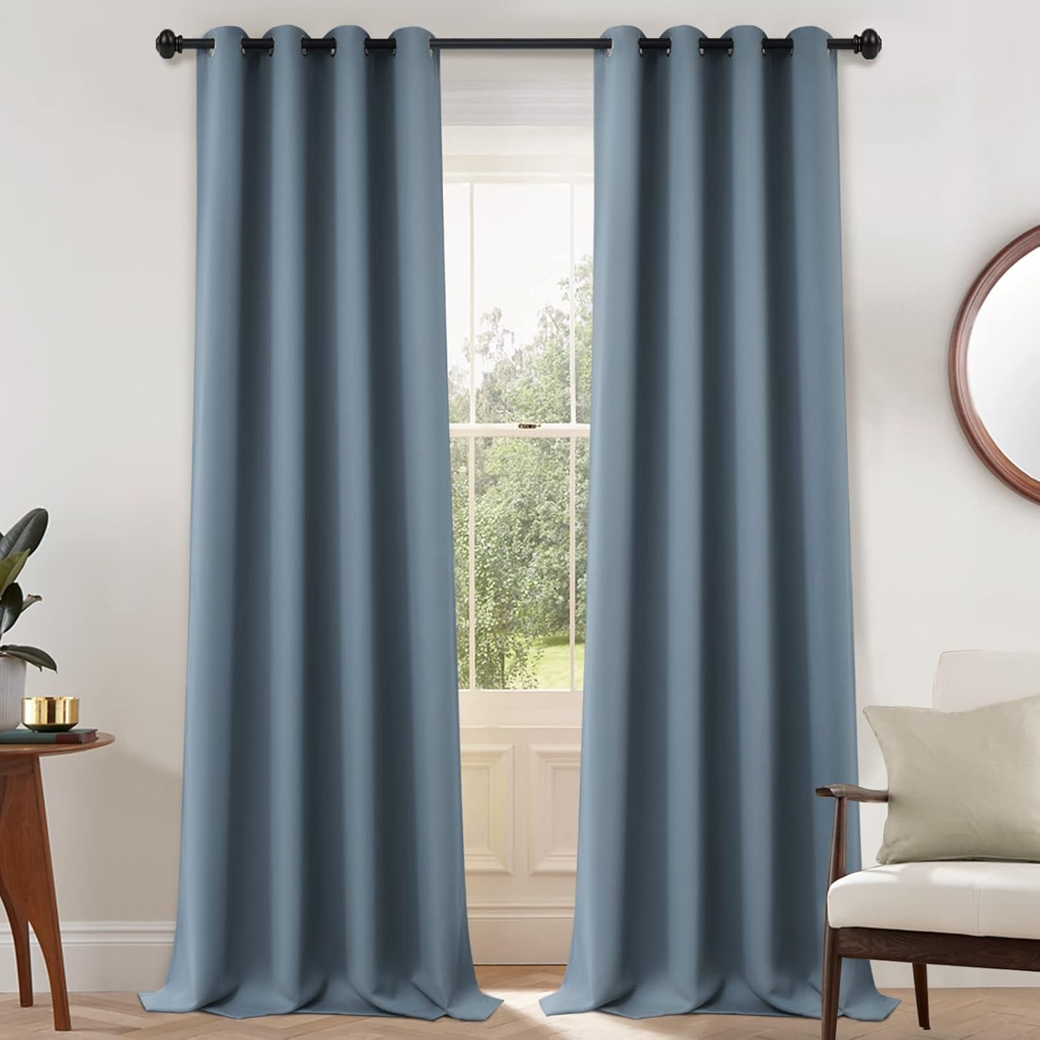 Room Darkening Gray Blackout Curtains 84 Inch Long Light Blocking Thermal Insulated Window Treatment Grommet Drapes for Bedroom Living Room, 52W X 84L, Grey Curtains, 2 Panels