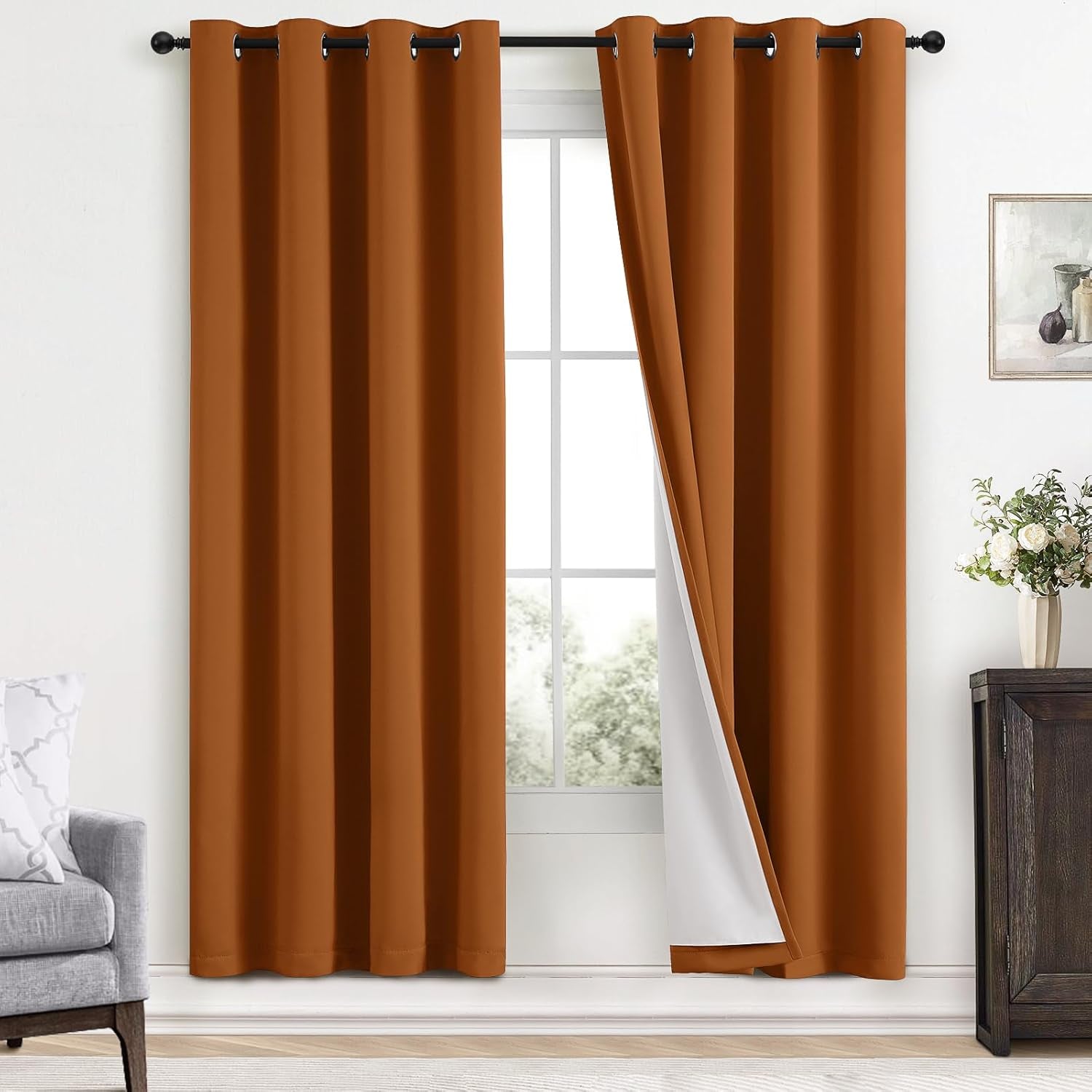 Room Darkening Gray Blackout Curtains 84 Inch Long Light Blocking Thermal Insulated Window Treatment Grommet Drapes for Bedroom Living Room, 52W X 84L, Grey Curtains, 2 Panels