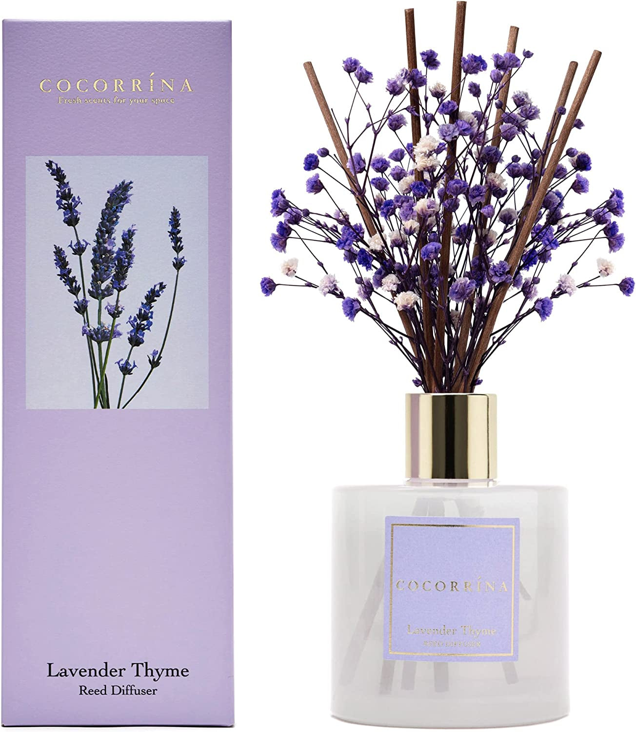 Reed Diffuser Set, Clean Linen 6.7 Fl Oz Scented Diffuser with Sticks Home Fragrance Reed Diffuser for Bathroom Shelf Decor