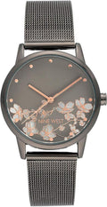 Nine West Women'S Floral Dial Mesh Bracelet Watch