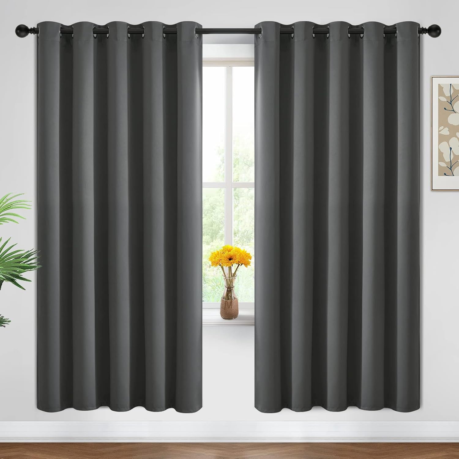 Room Darkening Gray Blackout Curtains 84 Inch Long Light Blocking Thermal Insulated Window Treatment Grommet Drapes for Bedroom Living Room, 52W X 84L, Grey Curtains, 2 Panels