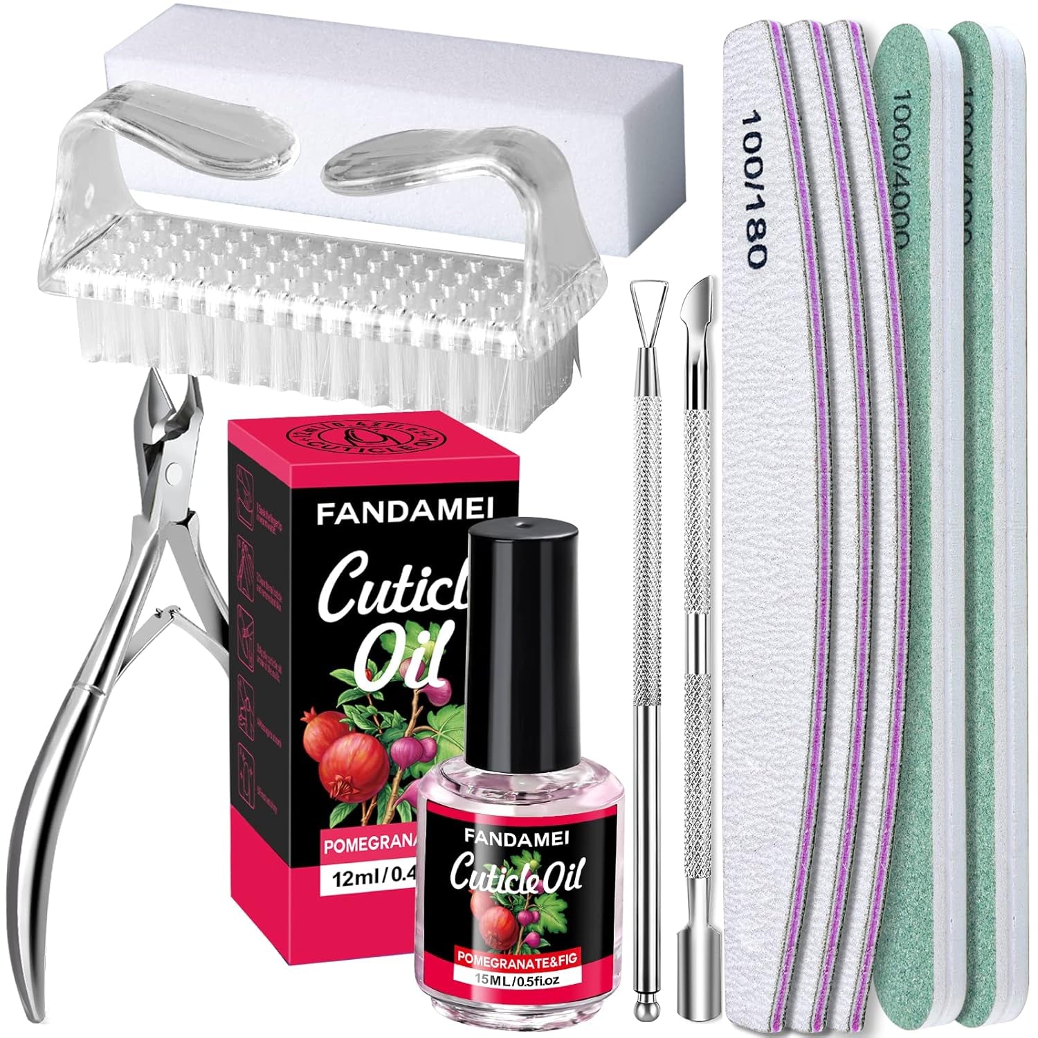 Nail Files and Buffers, Nail Cuticle Remover Kit with Nail File, Nail Buffer, Nail Buffer Block, Cuticle Nipper, Cuticle Pusher, Cuticle Peeler. Nail Cuticle Oil Lavender for Nail Care