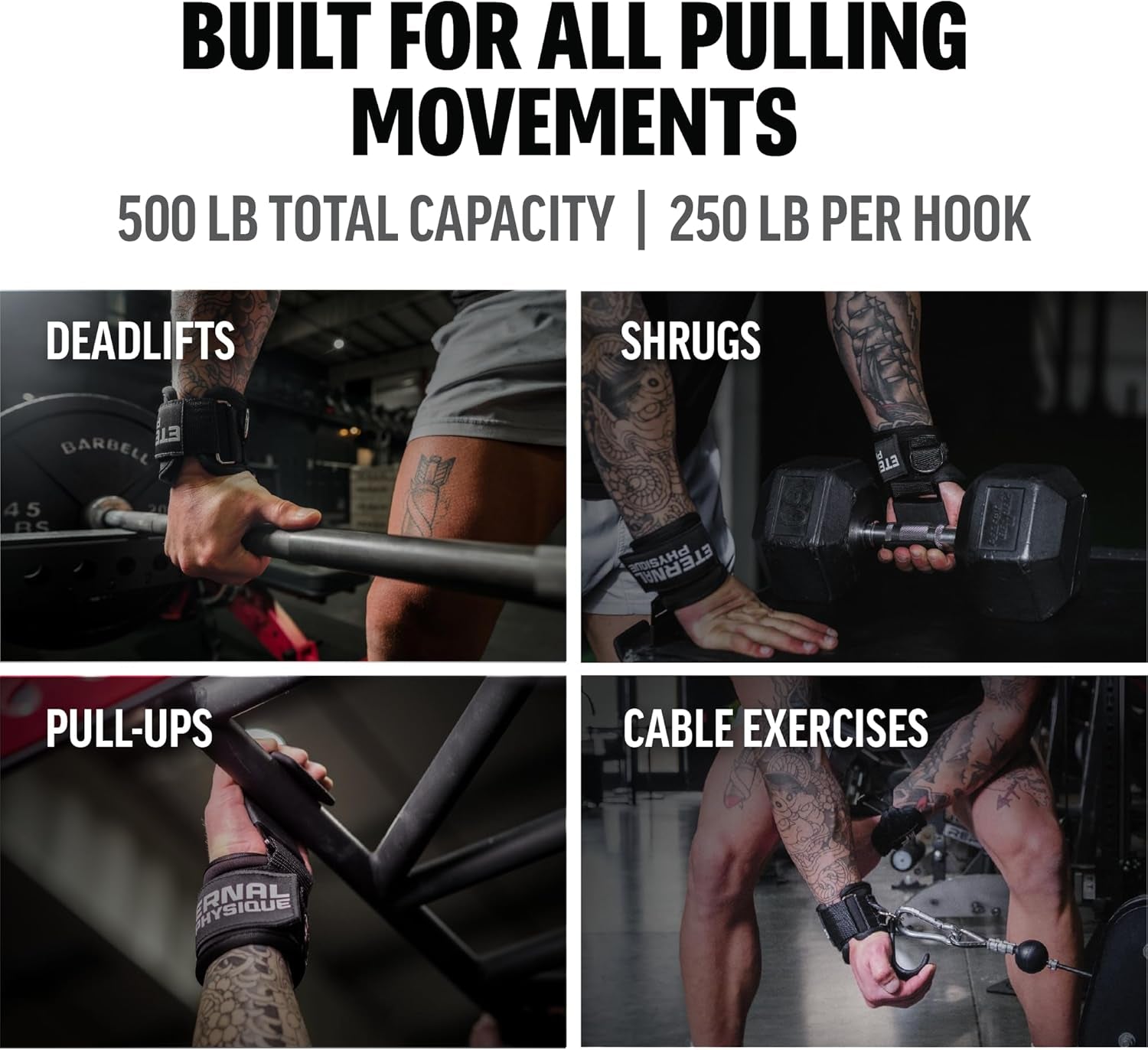 Weight Lifting Hooks (Pair) with D-Ring & Bag, Extra Strong- for Deadlifts, Pull Ups, Rows & Shrugs | Perfect Grip Support with Our Gym Hooks | Reinforced Wrist Straps for Weightlifting, Pull up Grips