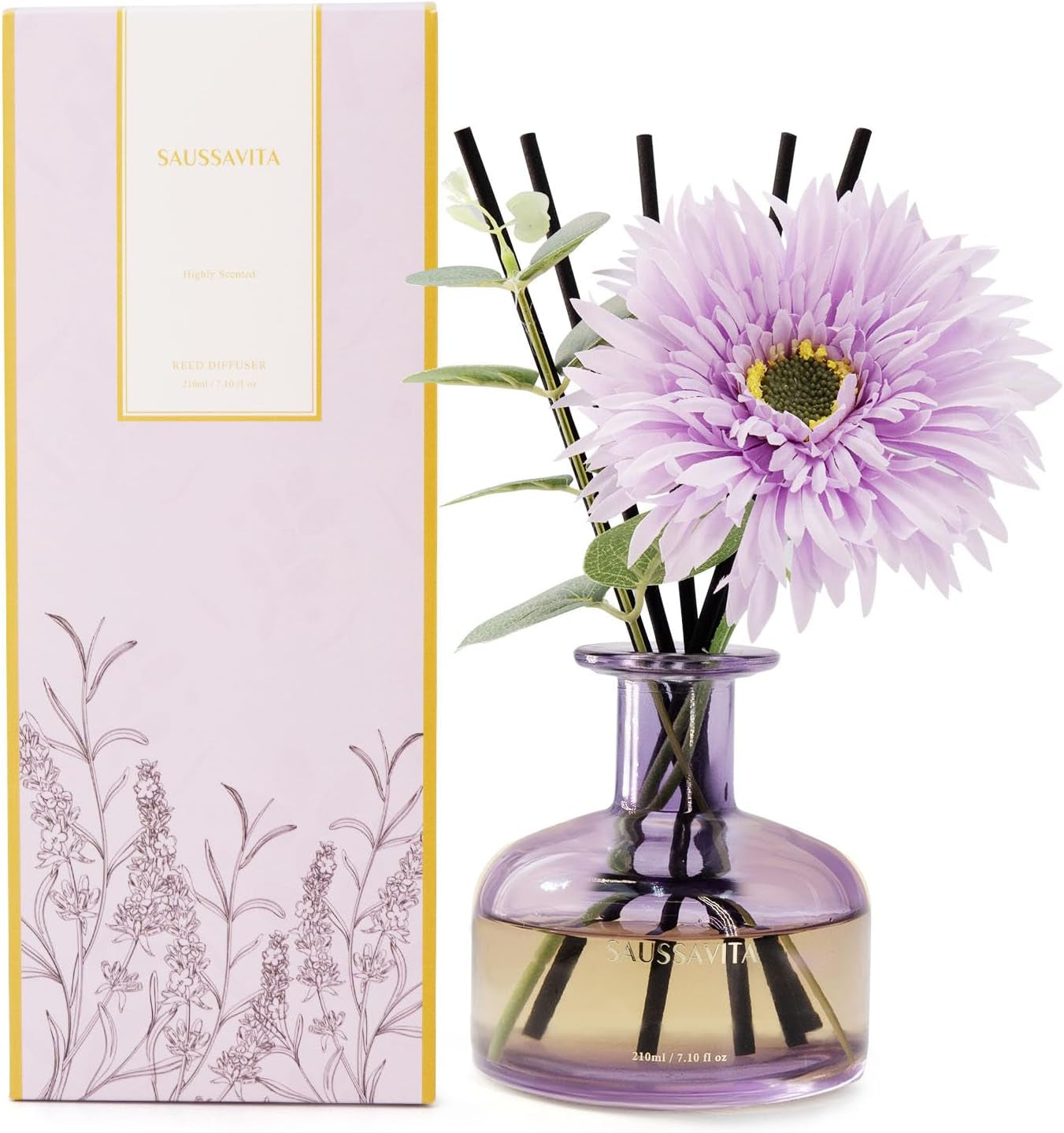 Reed Diffusers Set, 7.10 Oz Flower Scented Diffuser with 7 Sticks, Long Lasting Home Fragrance for 120 Days, Perfect for Bathroom, Shelf Decor, Air Fresheners