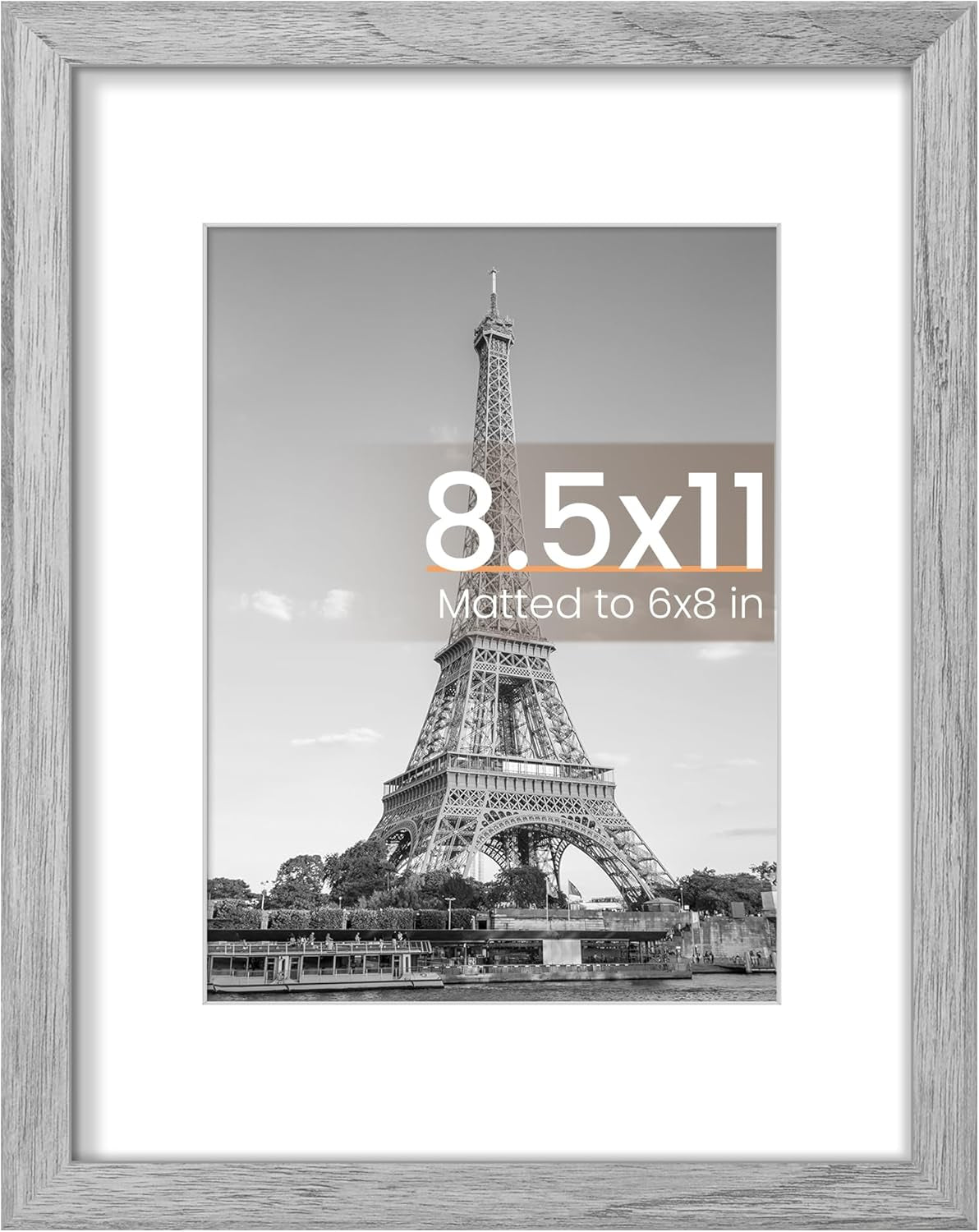 8.5x11 Black Picture Frame – Wall Hanging Display with Mat