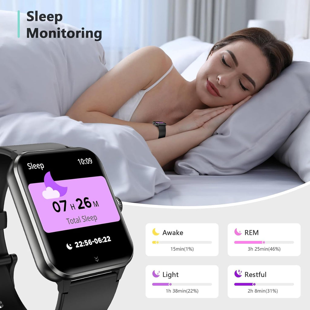2026 Smart Watch (Answer/Make Calls), Fitness Watch for Men and Women with Heart Rate/Spo2/Sleep Monitor/2 Straps, 100+ Sports Modes, IP68 Waterproof Activity Tracker for Android/Iphone