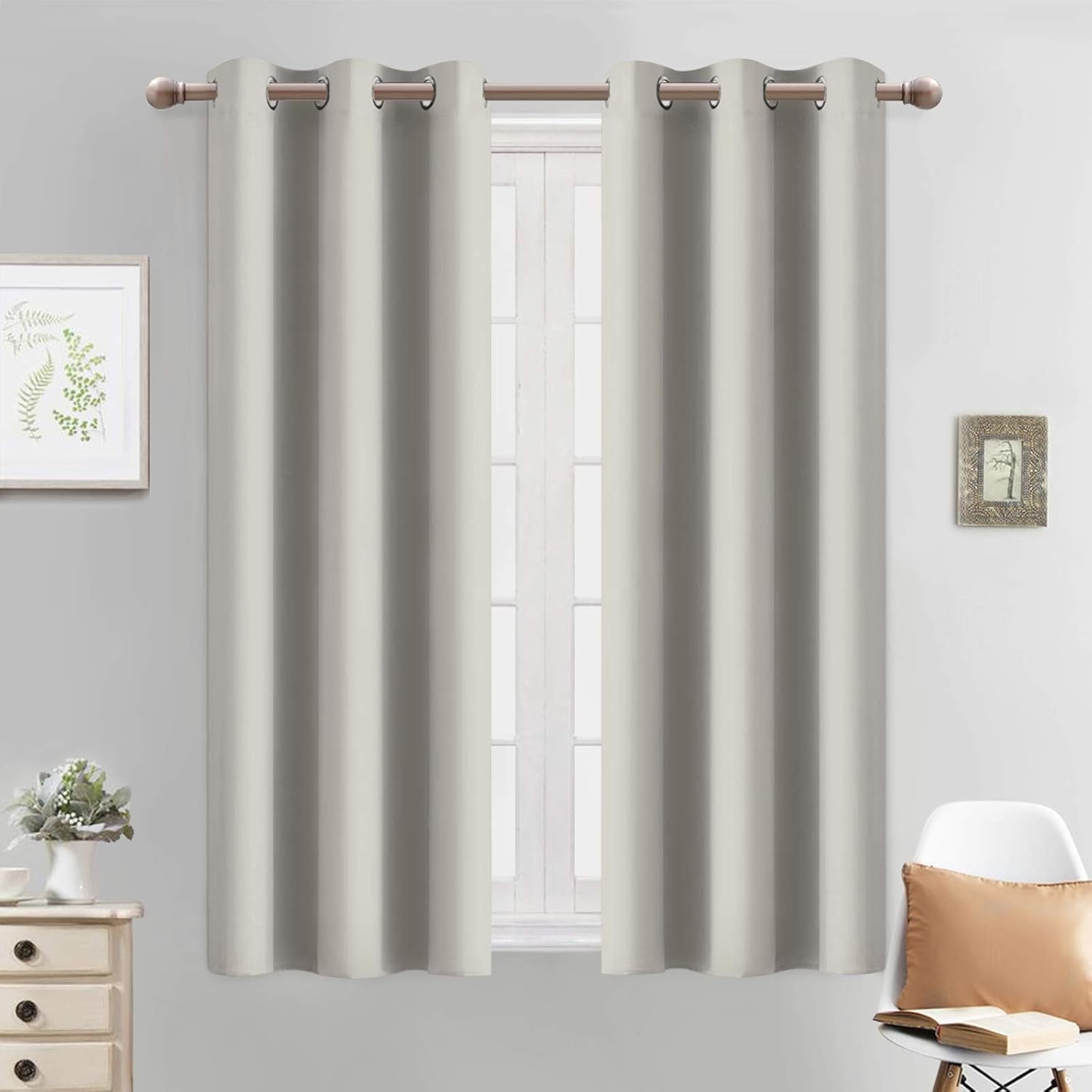 Room Darkening Gray Blackout Curtains 84 Inch Long Light Blocking Thermal Insulated Window Treatment Grommet Drapes for Bedroom Living Room, 52W X 84L, Grey Curtains, 2 Panels