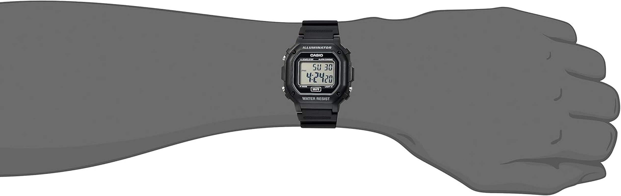F108WH Series | Men'S Digital Watch | Illuminator | Water Resistant | LED Light | Daily Alarm | 1/100 SEC Stopwatch | 3 Hands (HR, Min, SEC) | Date/Day Display | Daily Alarm | 7 Year Battery