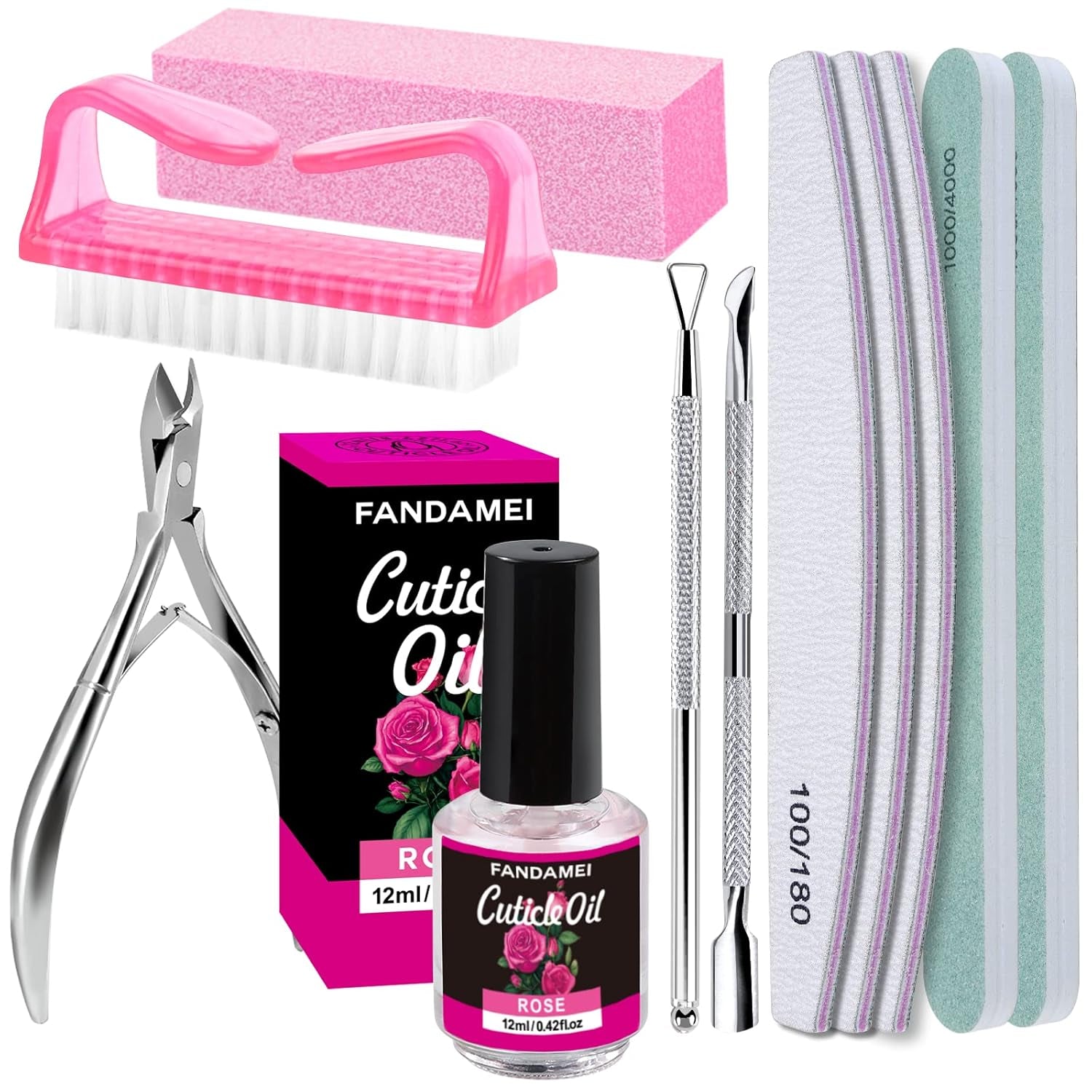 Nail Files and Buffers, Nail Cuticle Remover Kit with Nail File, Nail Buffer, Nail Buffer Block, Cuticle Nipper, Cuticle Pusher, Cuticle Peeler. Nail Cuticle Oil Lavender for Nail Care