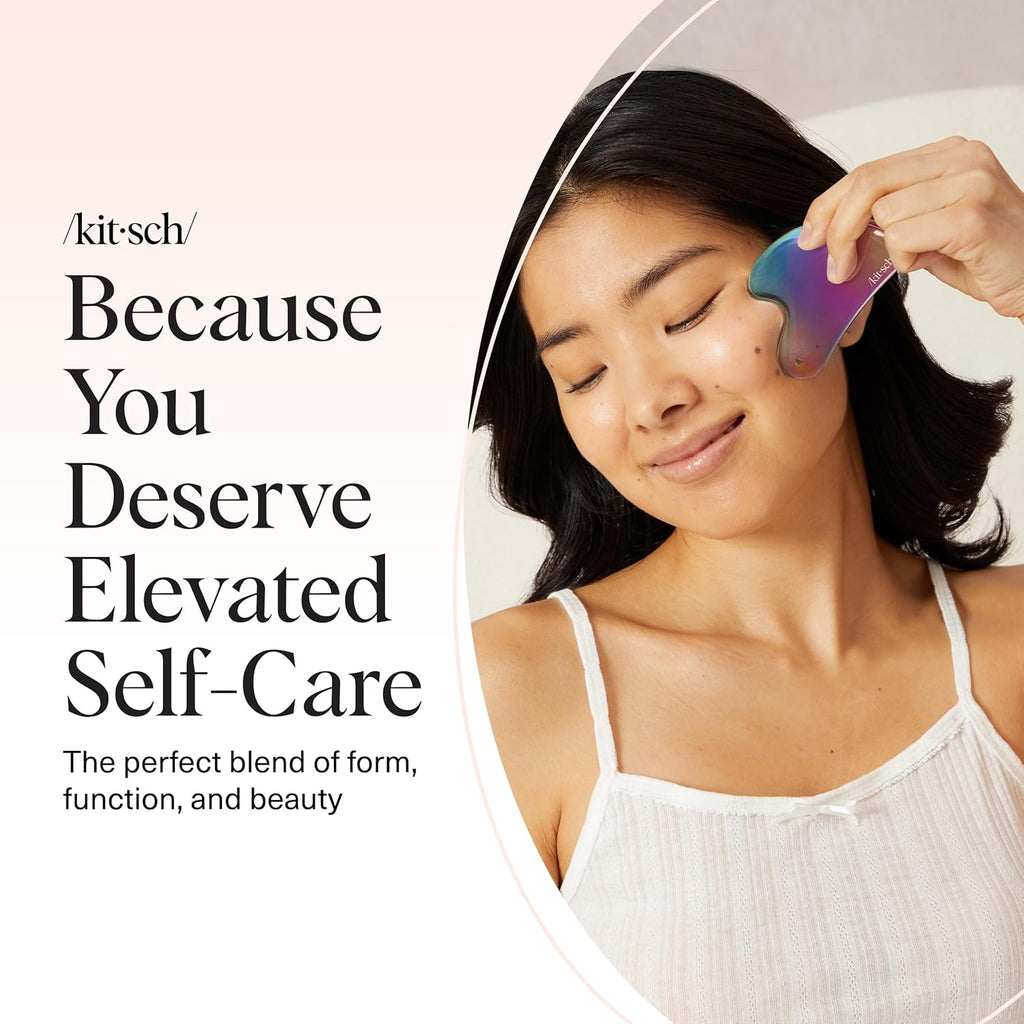 Stainless Steel Gua Sha Facial Tools - Guasha Tool for Face, Face Sculpting Tool, Jawline Shaper, Double Chin Reducer Gua Sha Tools, Lymphatic Drainage Massager, Facial Skin Care, Iridescent