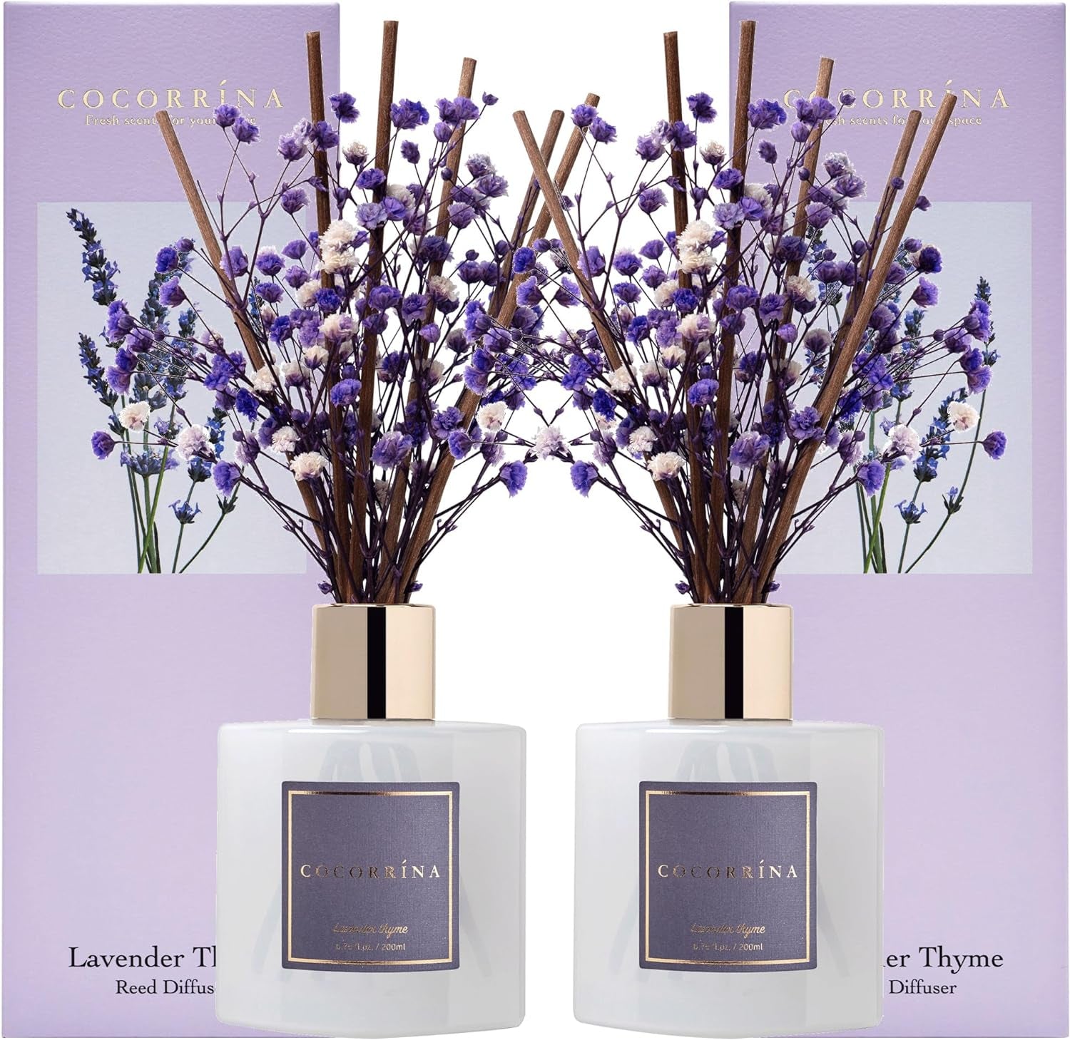 Reed Diffuser Sets, 6.7 Fl Oz. Black Forest Diffuser with Sticks Home Fragrance Reed Diffuser for Bathroom Shelf Decor