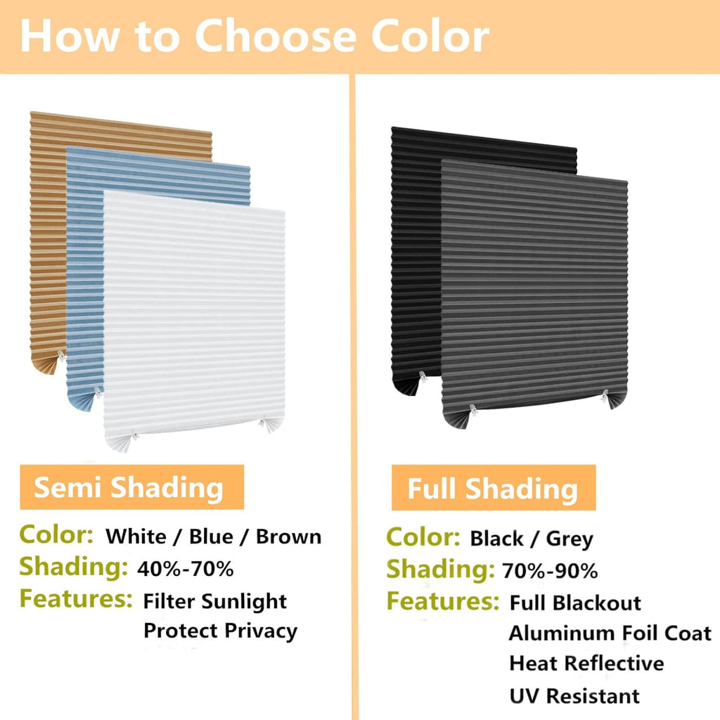 Cordless No-Drill Pleated Paper Window Blinds – Self-Adhesive Temporary