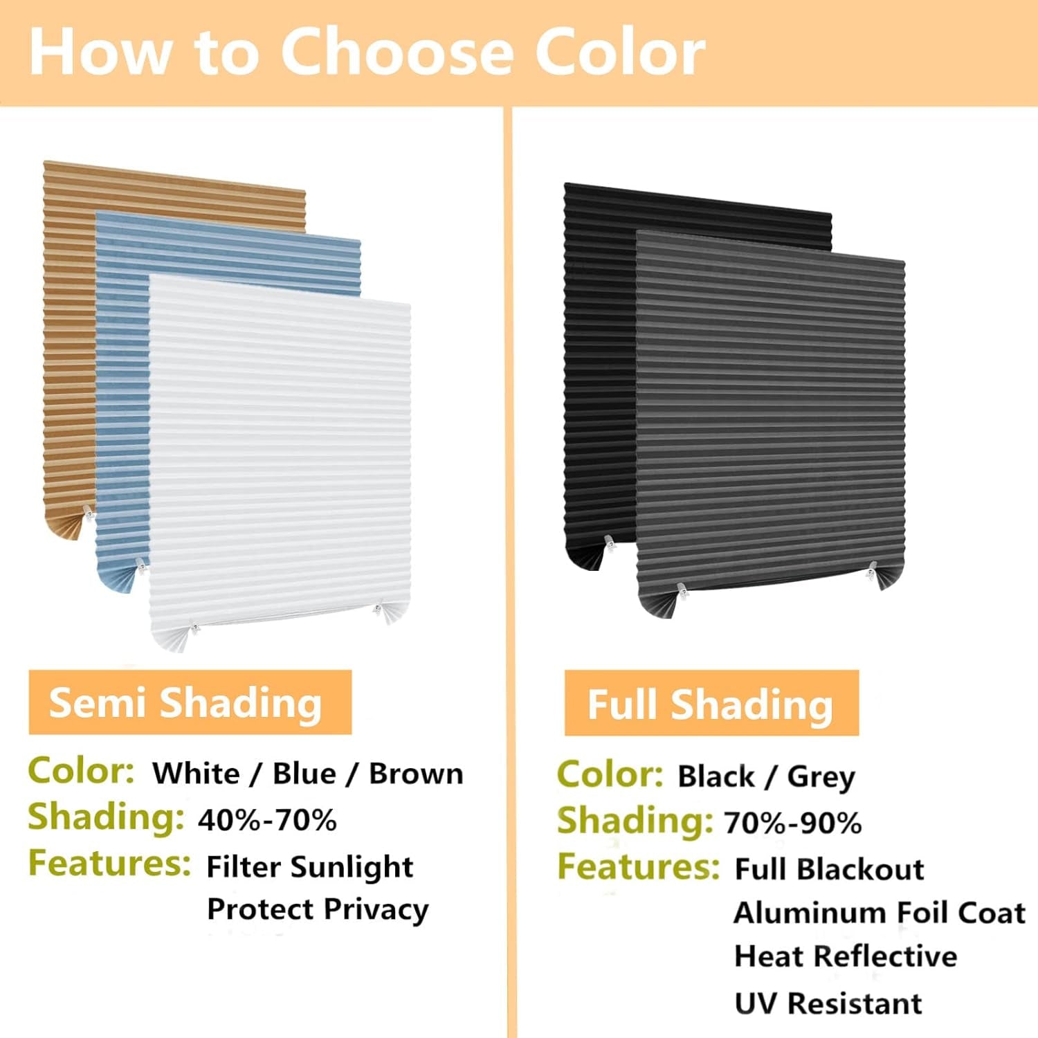Cordless No-Drill Pleated Paper Window Blinds – Self-Adhesive Temporary