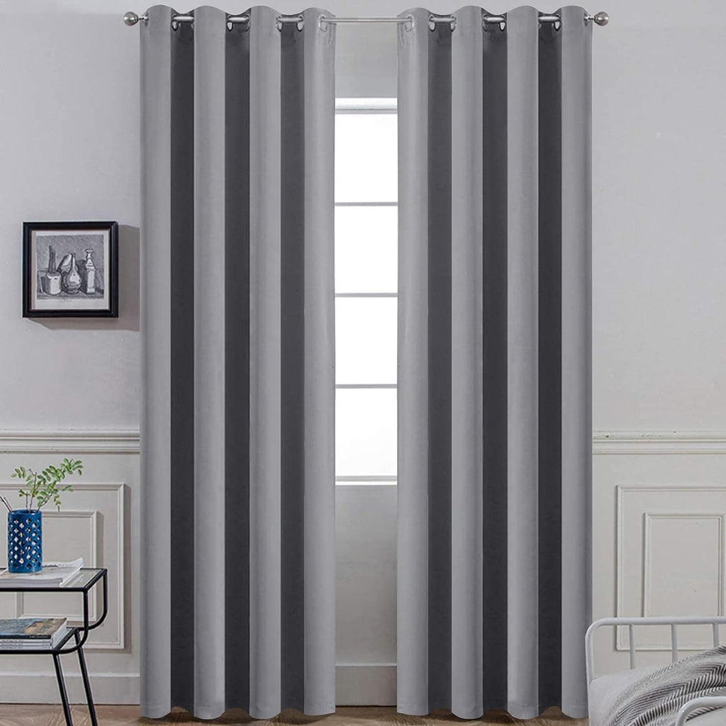 Room Darkening Gray Blackout Curtains 84 Inch Long Light Blocking Thermal Insulated Window Treatment Grommet Drapes for Bedroom Living Room, 52W X 84L, Grey Curtains, 2 Panels