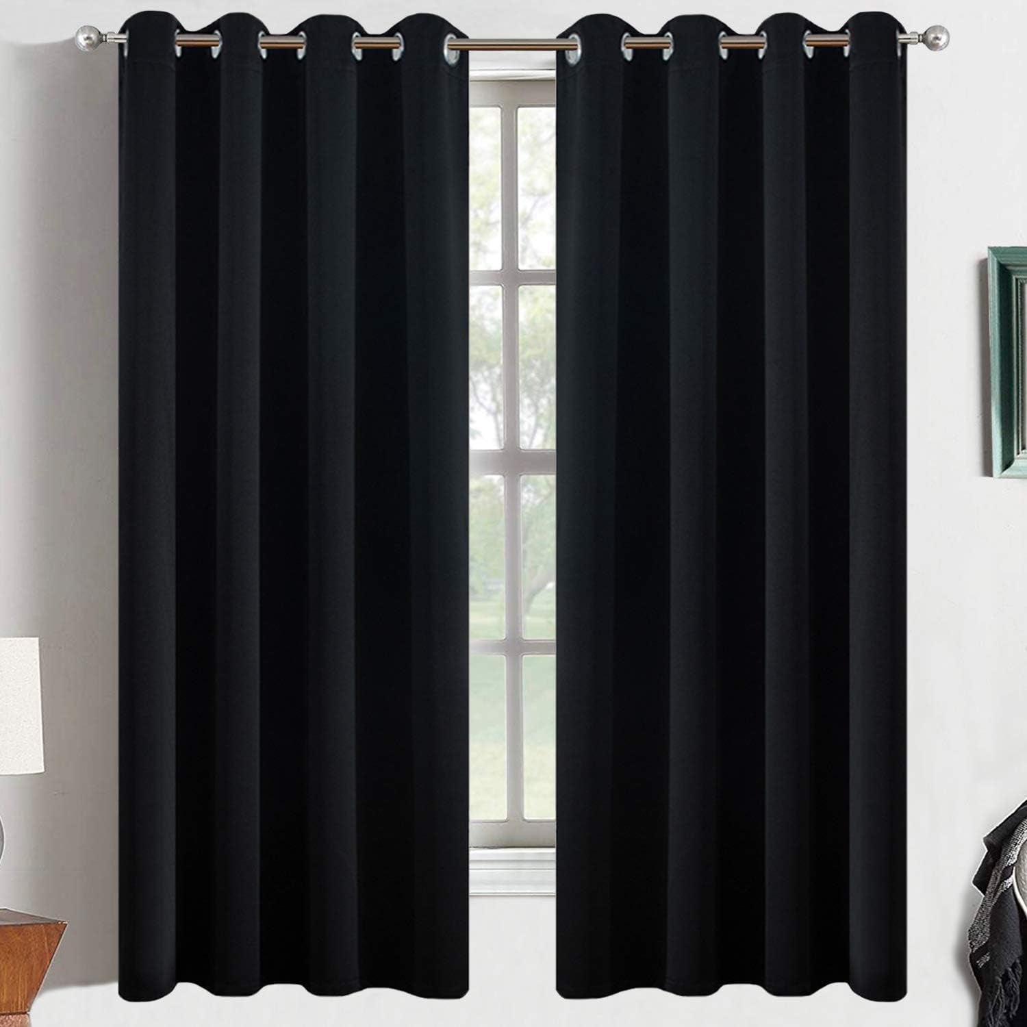 Room Darkening Gray Blackout Curtains 84 Inch Long Light Blocking Thermal Insulated Window Treatment Grommet Drapes for Bedroom Living Room, 52W X 84L, Grey Curtains, 2 Panels