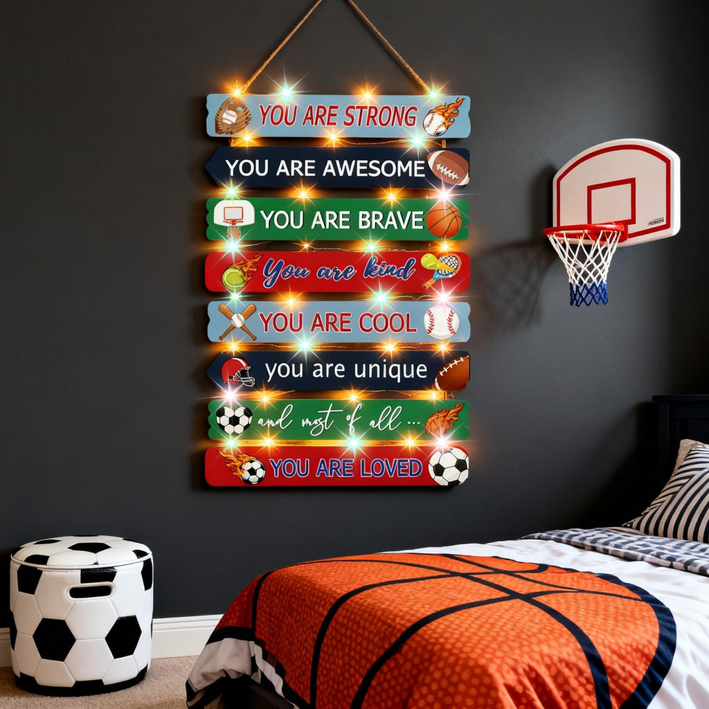 Spider Room Decor with LED Lights Bedroom Boys Room Wall Decor Children Inspirational Motivational Wall Art Wooden Wall Decor Little Boy Kids Room Interior Decor Toddler Room Sign