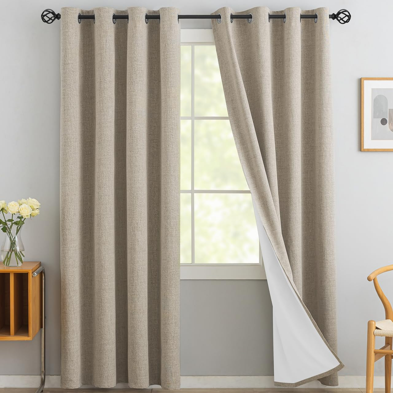 Room Darkening Gray Blackout Curtains 84 Inch Long Light Blocking Thermal Insulated Window Treatment Grommet Drapes for Bedroom Living Room, 52W X 84L, Grey Curtains, 2 Panels