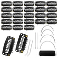 25Pcs 32Mm Hairpieces Snap Clips U Shape Wig Clips for Hair Extensions Making Wig Accessories Set Tools (Black)