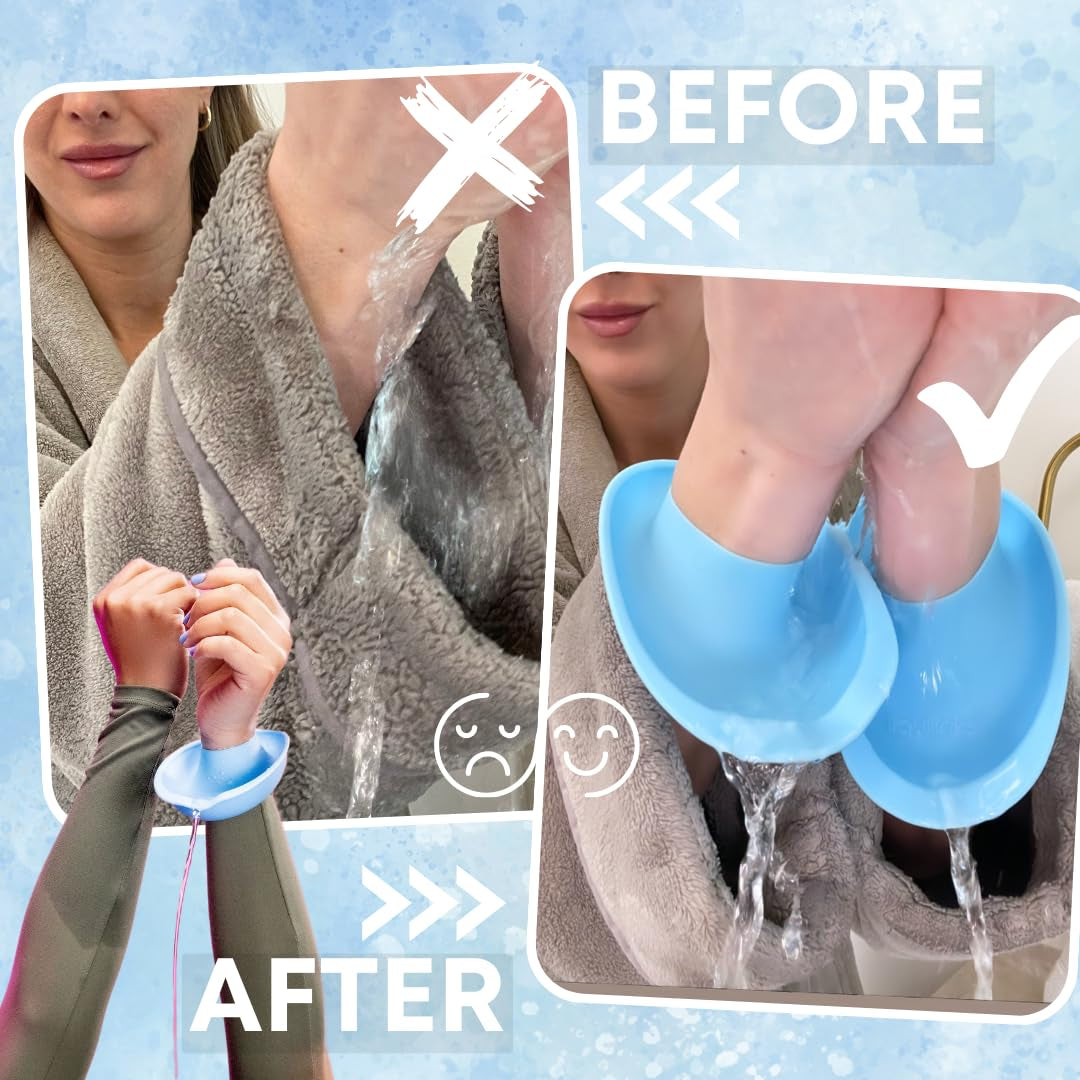 Liquibands Face Washing Wristbands – No More Wet Sleeves - Silicone Spa Bands to Catch Water Drips – Travel Accessory, Esthetician Essential, & Teen Gift for Skincare Routine (Dove Grey, 1 Pair)