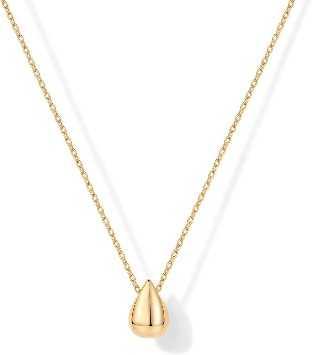 14K Gold Plated Dainty Pear Pendant Necklace for Women | Tear Pendant Necklaces