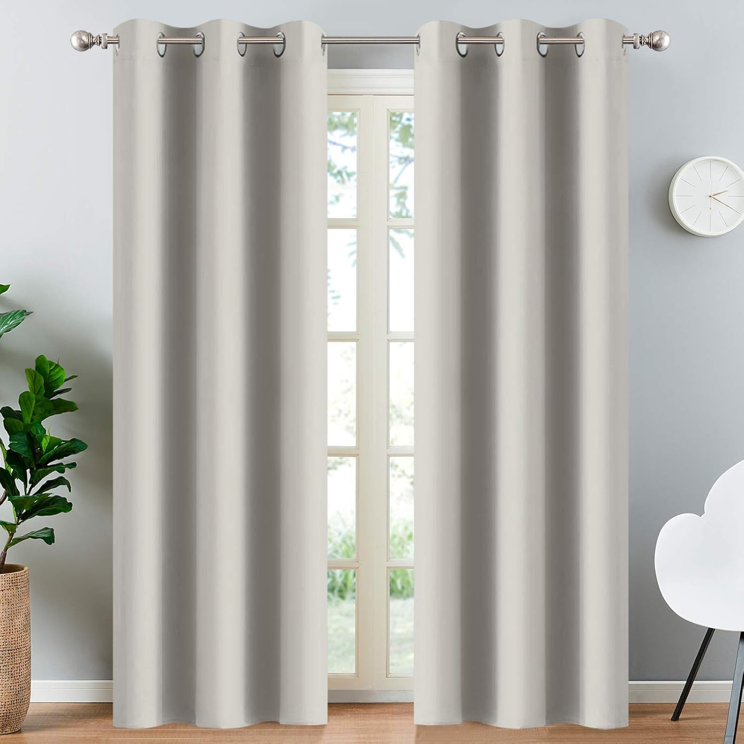 Room Darkening Gray Blackout Curtains 84 Inch Long Light Blocking Thermal Insulated Window Treatment Grommet Drapes for Bedroom Living Room, 52W X 84L, Grey Curtains, 2 Panels