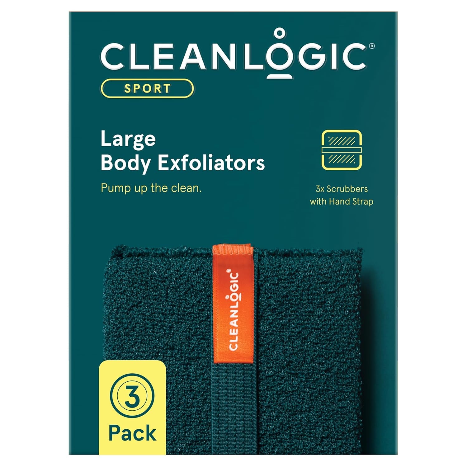 Sport Exfoliating Body Scrubber, Large Exfoliator Tool for Athletes, Daily Skincare Routine for Smooth Clean Skin, Assorted Colors, 3 Count Value Pack