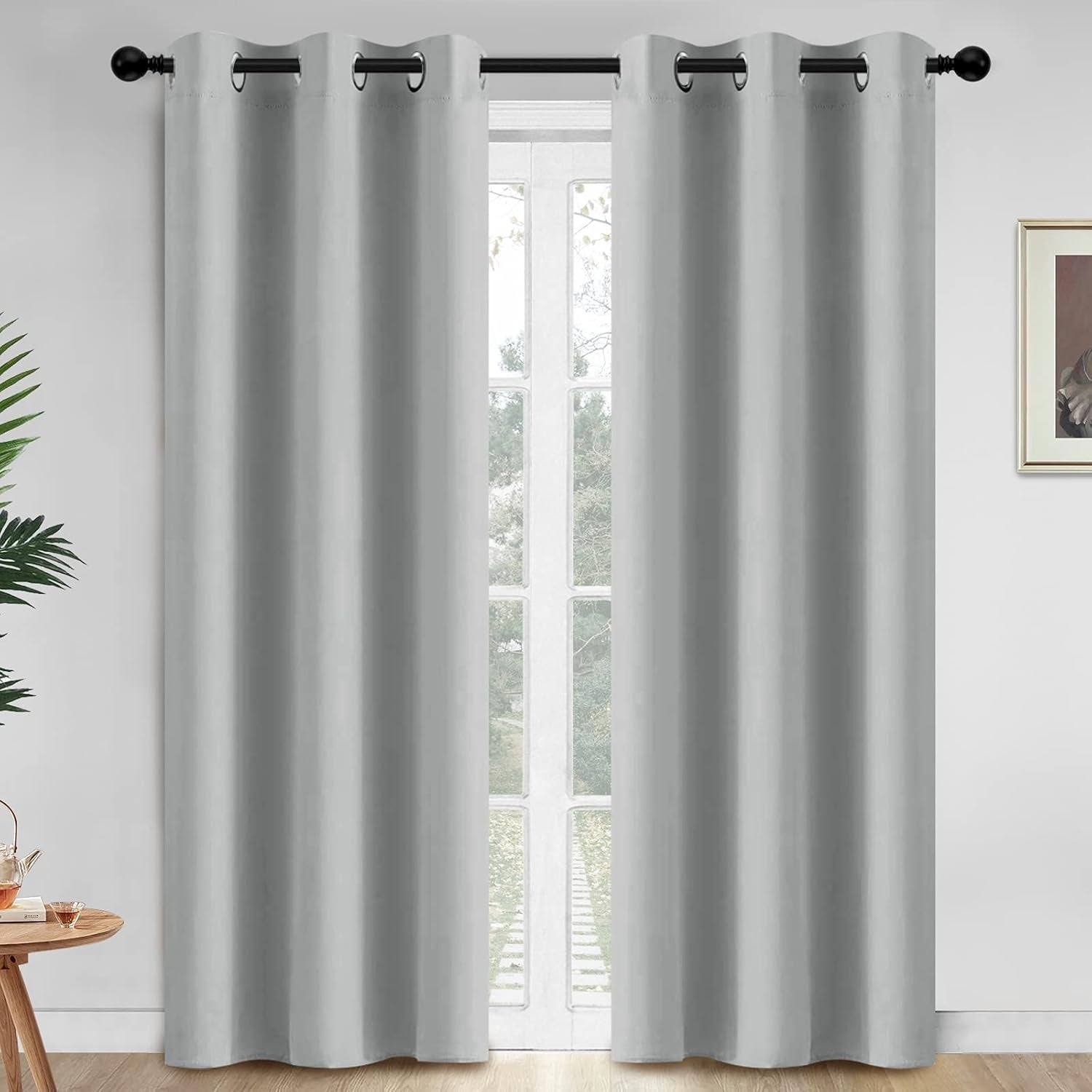 Room Darkening Gray Blackout Curtains 84 Inch Long Light Blocking Thermal Insulated Window Treatment Grommet Drapes for Bedroom Living Room, 52W X 84L, Grey Curtains, 2 Panels