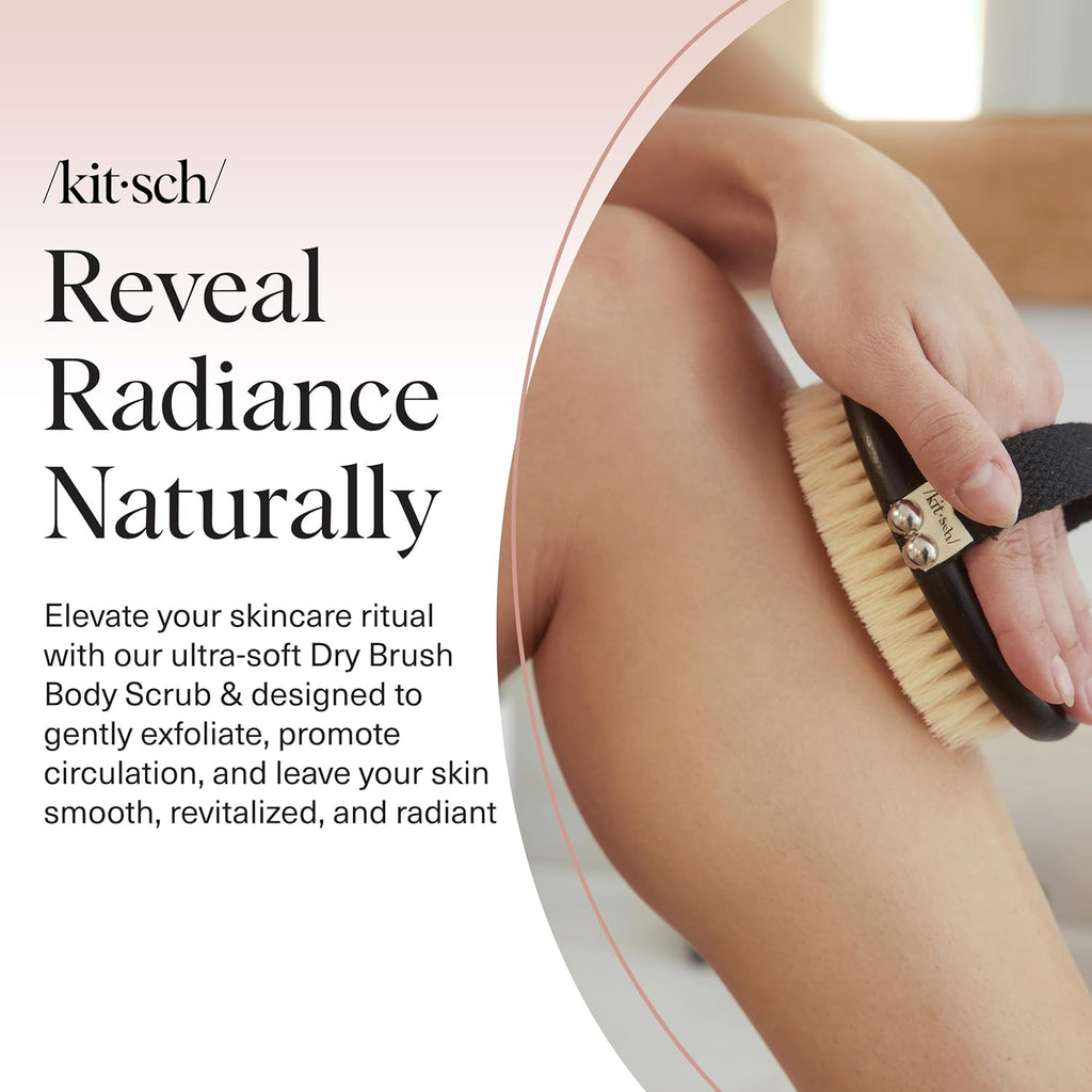 Dry Brushing Body Brush for Lymphatic Drainage- Soft Bristles - Dry Brush to Remove Dry Skin and Improves Blood Circulation, Body Exfoliator Scrubber for Glowing Skin, Sauna Accessories