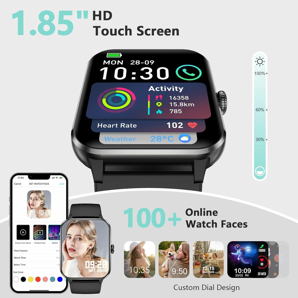 2026 Smart Watch (Answer/Make Calls), Fitness Watch for Men and Women with Heart Rate/Spo2/Sleep Monitor/2 Straps, 100+ Sports Modes, IP68 Waterproof Activity Tracker for Android/Iphone