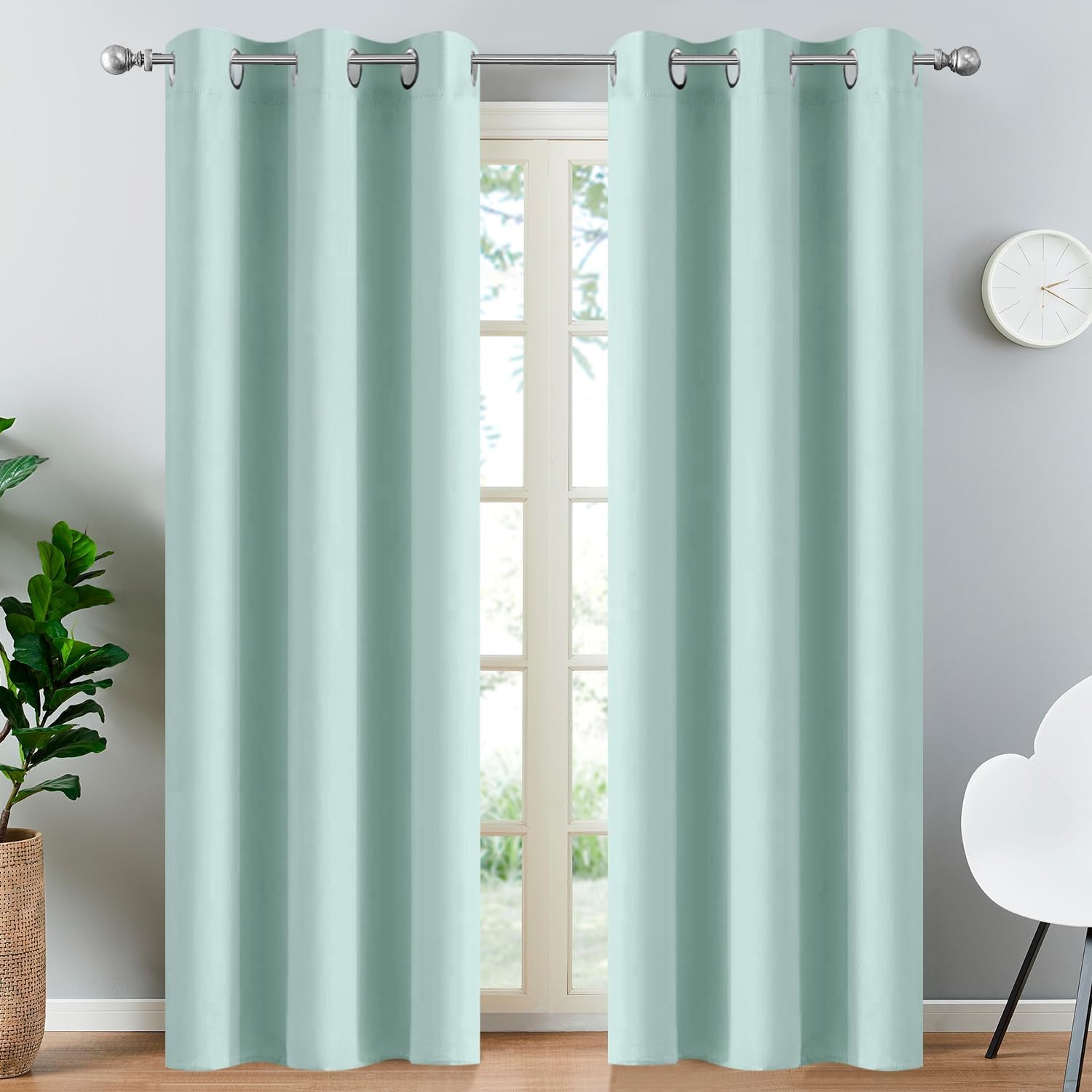 Room Darkening Gray Blackout Curtains 84 Inch Long Light Blocking Thermal Insulated Window Treatment Grommet Drapes for Bedroom Living Room, 52W X 84L, Grey Curtains, 2 Panels