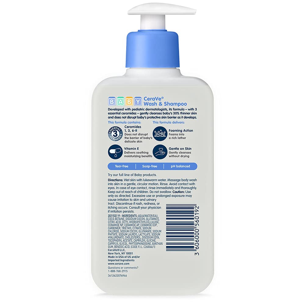 Baby Wash & Shampoo, Fragrance, Paraben, & Sulfate Free Shampoo for Tear-Free Baby Bath Time, 8 Ounce