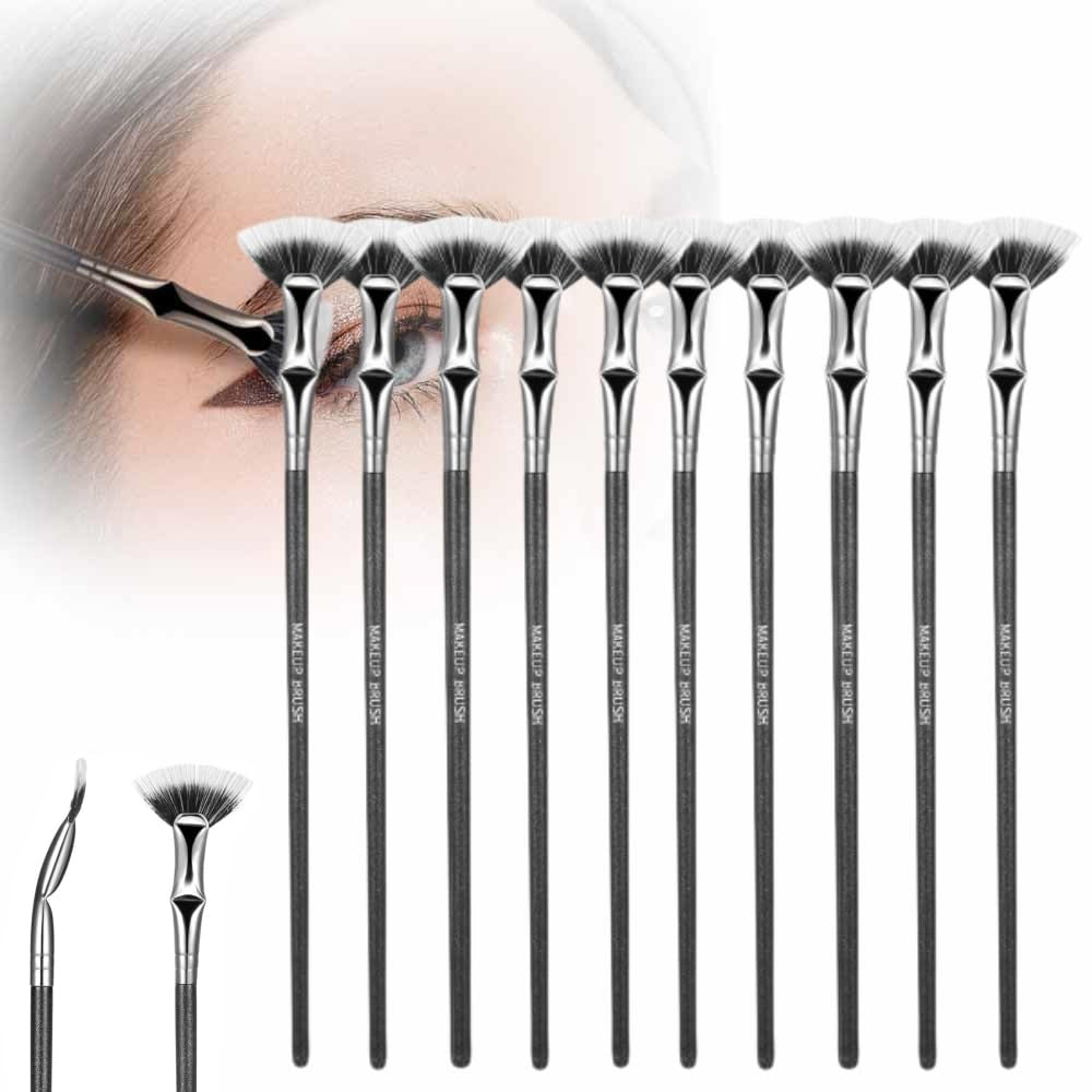Folding Angle Scalloped Lash Brush, 2024 NEW Mascara Fan Brush for Lashes Eyelash Separator Tool, Eyelash Comb for Upper Lower Eye Lash Makeup Tools, Eye Makeup Fan Brush for Women (3 PCS)