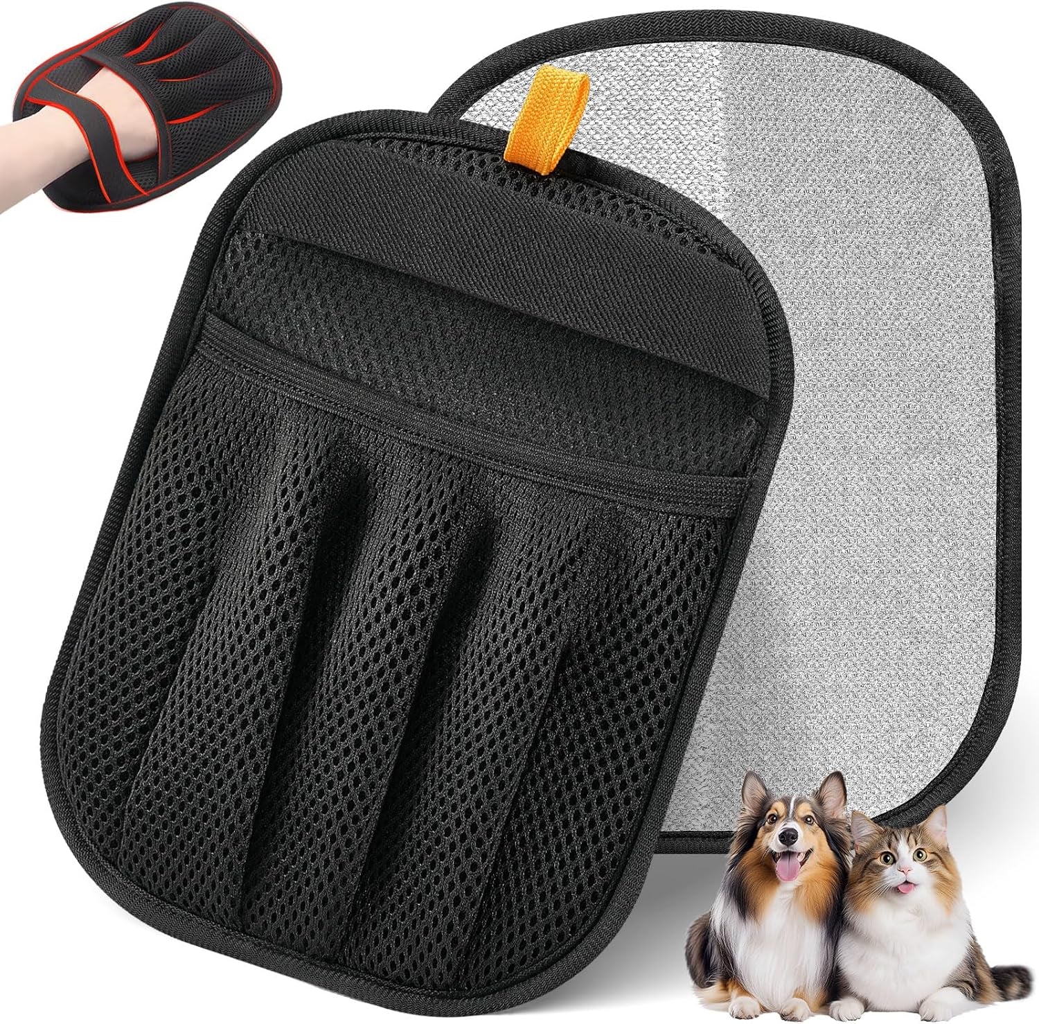 Pet Hair Removal Glove for Cats & Dogs, Upgraded Five-Finger Electrostatic Pet Hair Glove, Reusable Magic Brush Pet Hair Remover Tool for Laundry, Couch, Carpet, Car Seat