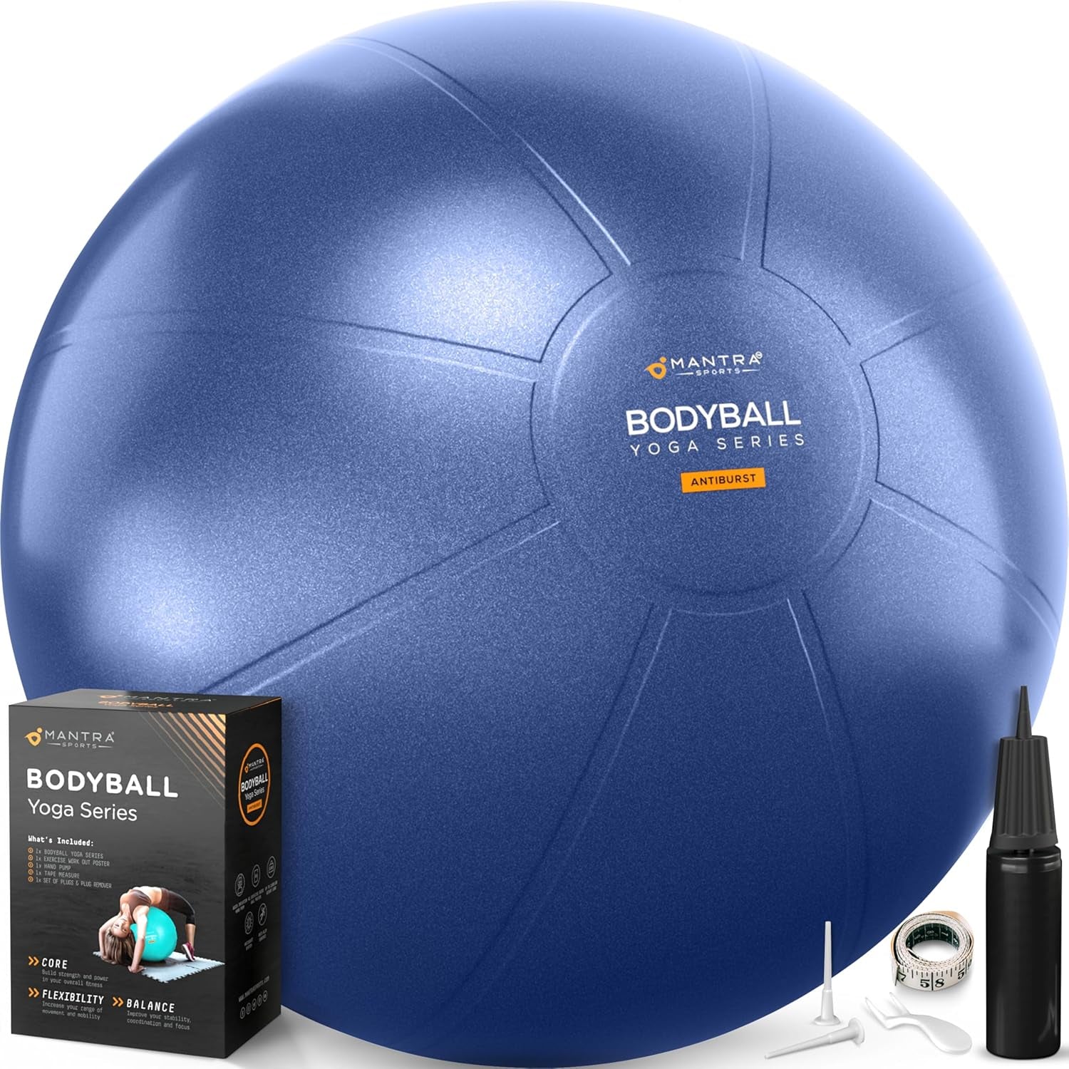Exercise Ball – Yoga Ball for Pilates & Fitness - Birthing for Pregnancy, Stability, Core, Balance, Therapy for Physical Rehab, Workout for Home Gym & Office Chair, Fast Pump Included