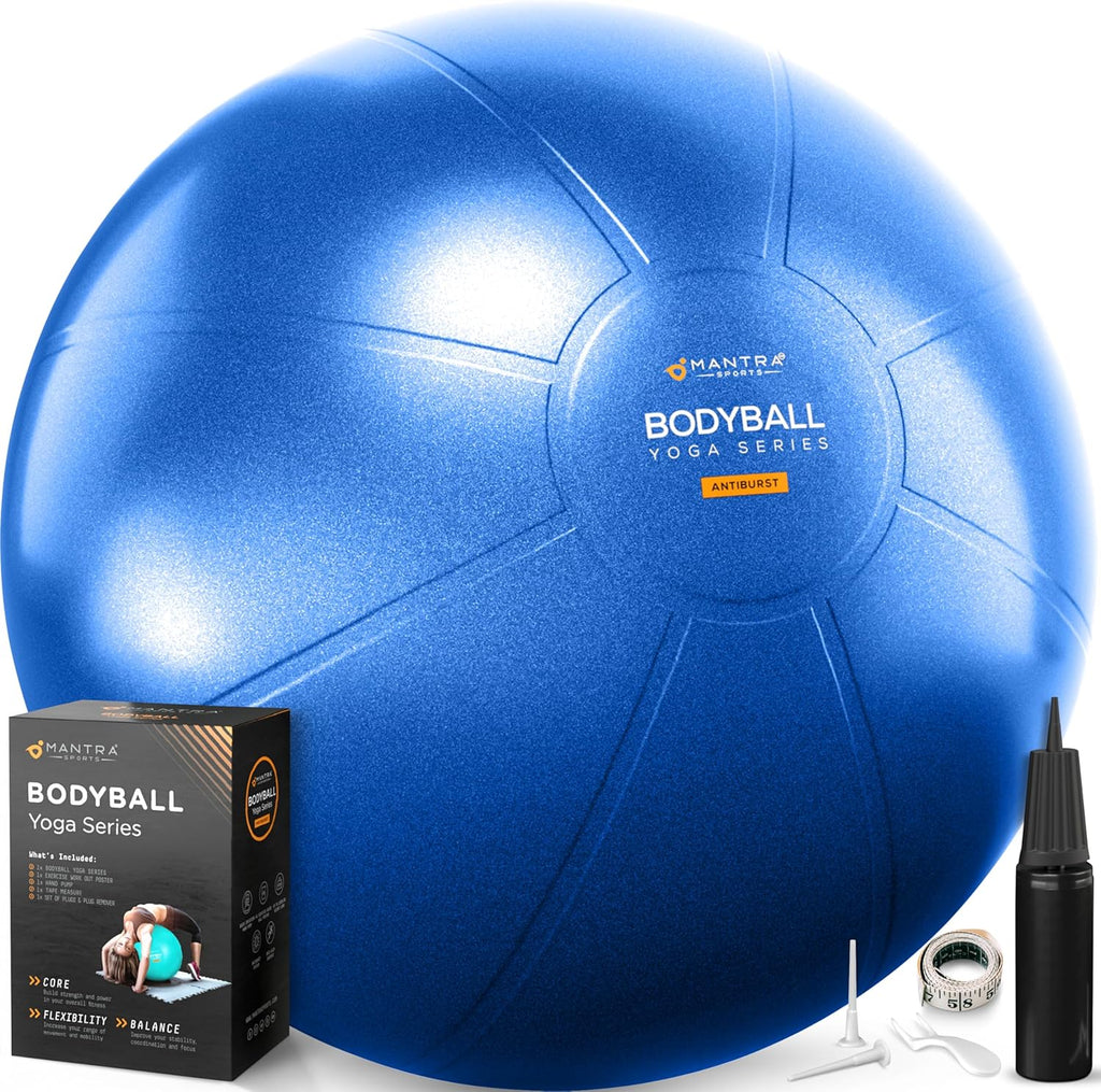 Exercise Ball – Yoga Ball for Pilates & Fitness - Birthing for Pregnancy, Stability, Core, Balance, Therapy for Physical Rehab, Workout for Home Gym & Office Chair, Fast Pump Included