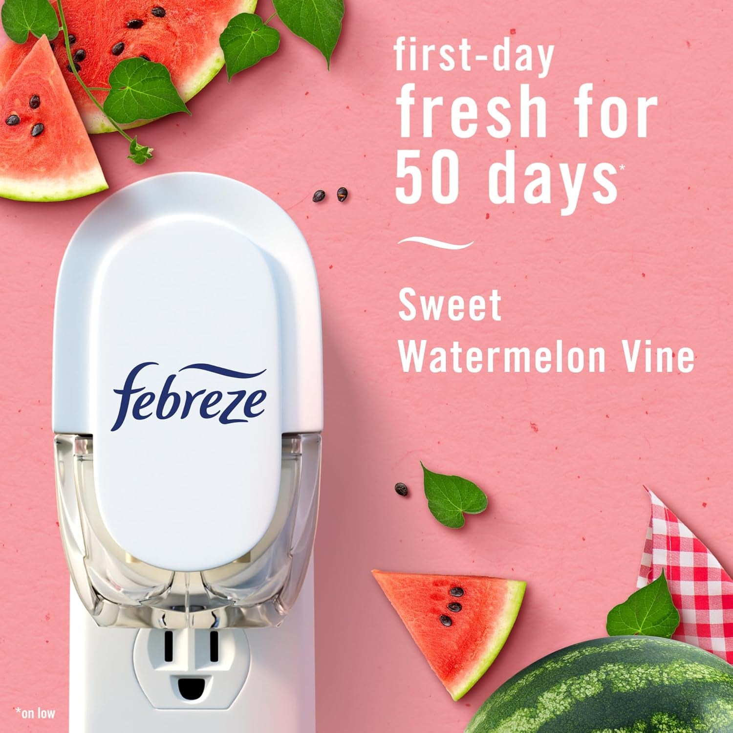 Odor-Fighting Fade Defy PLUG Air Freshener, Southern Lilac Mornings, Sweet Watermelon Vine, Pack of 4 (2 of Each), .79 Fl. Oz. Oil Refill