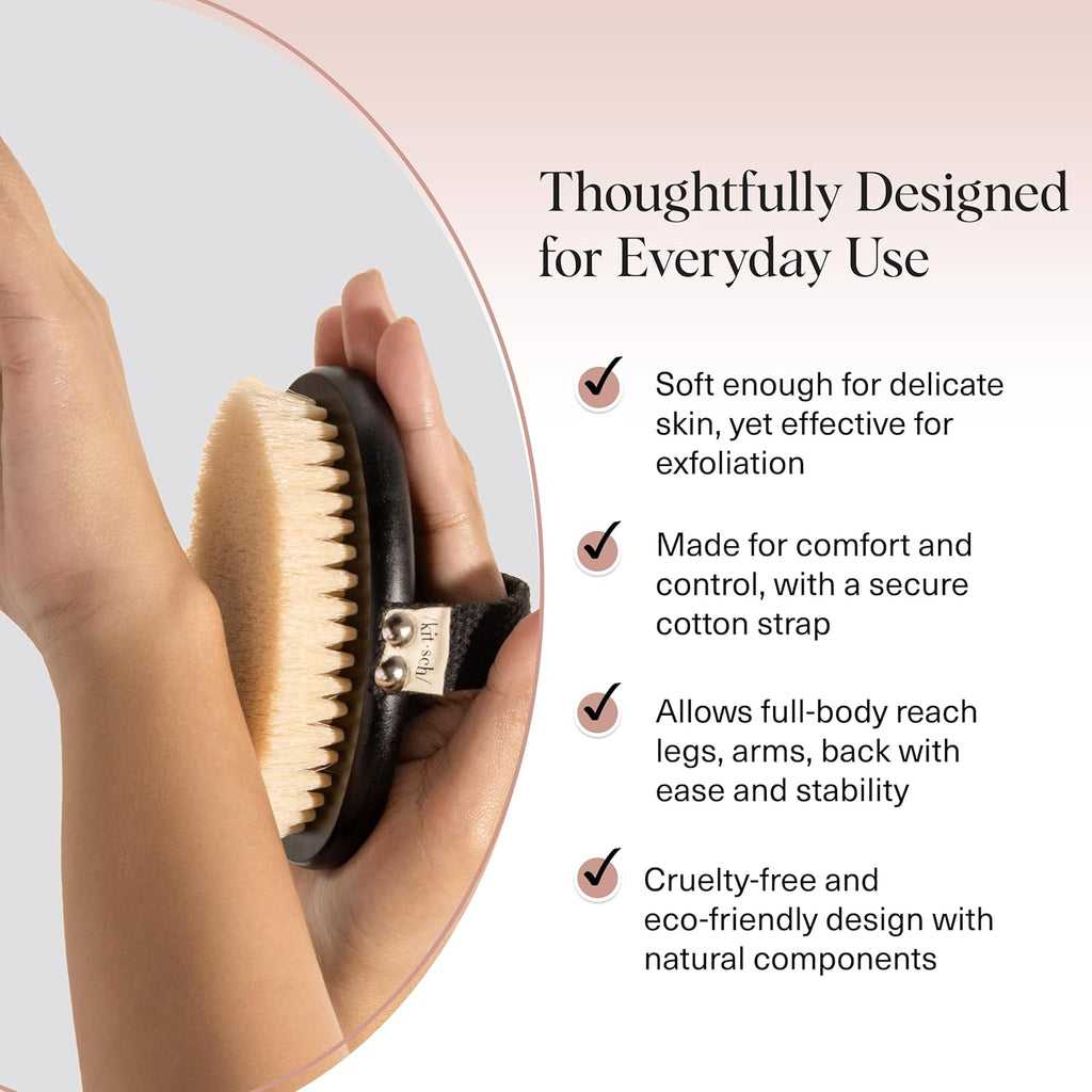 Dry Brushing Body Brush for Lymphatic Drainage- Soft Bristles - Dry Brush to Remove Dry Skin and Improves Blood Circulation, Body Exfoliator Scrubber for Glowing Skin, Sauna Accessories