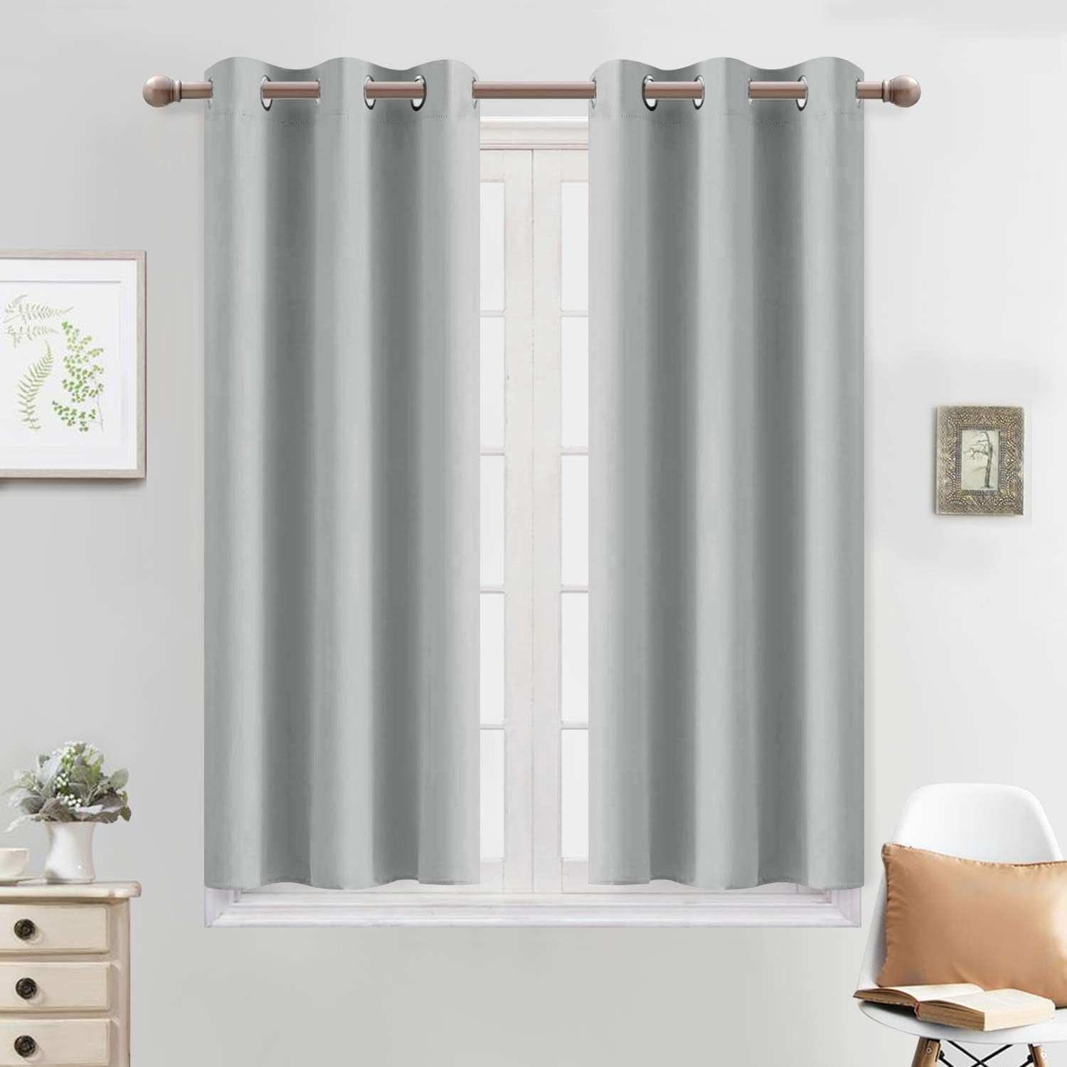 Room Darkening Gray Blackout Curtains 84 Inch Long Light Blocking Thermal Insulated Window Treatment Grommet Drapes for Bedroom Living Room, 52W X 84L, Grey Curtains, 2 Panels