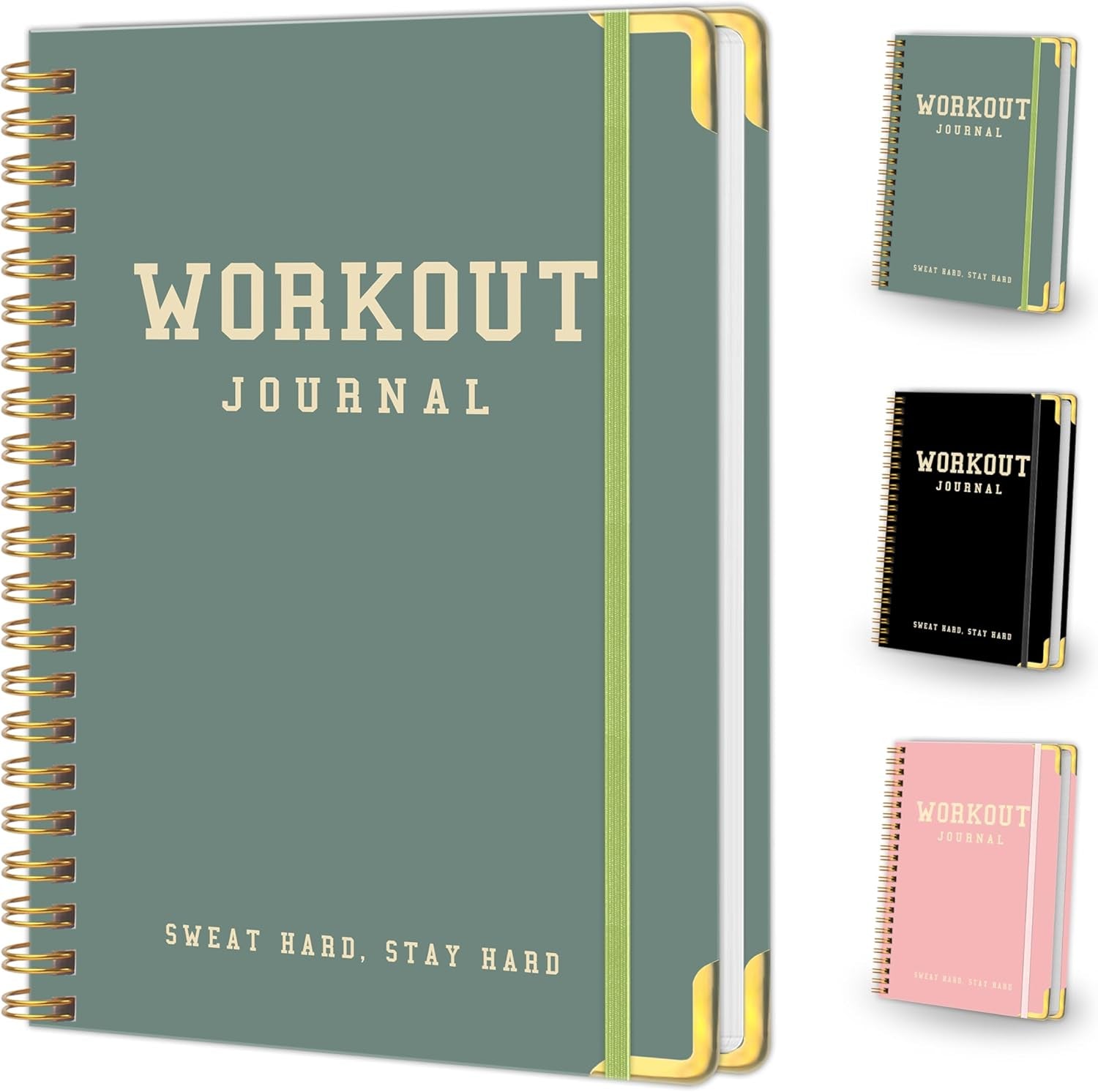 Fitness Workout Planner for Women & Men, A5(5.7" X 8.2") Workout Log Planner for Track Gym ＆ Home Workouts, Track Progress, Achieve Your Wellness Goals - Green
